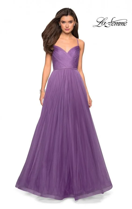 La Femme 27535 Pleated Bodice Tulle Dress