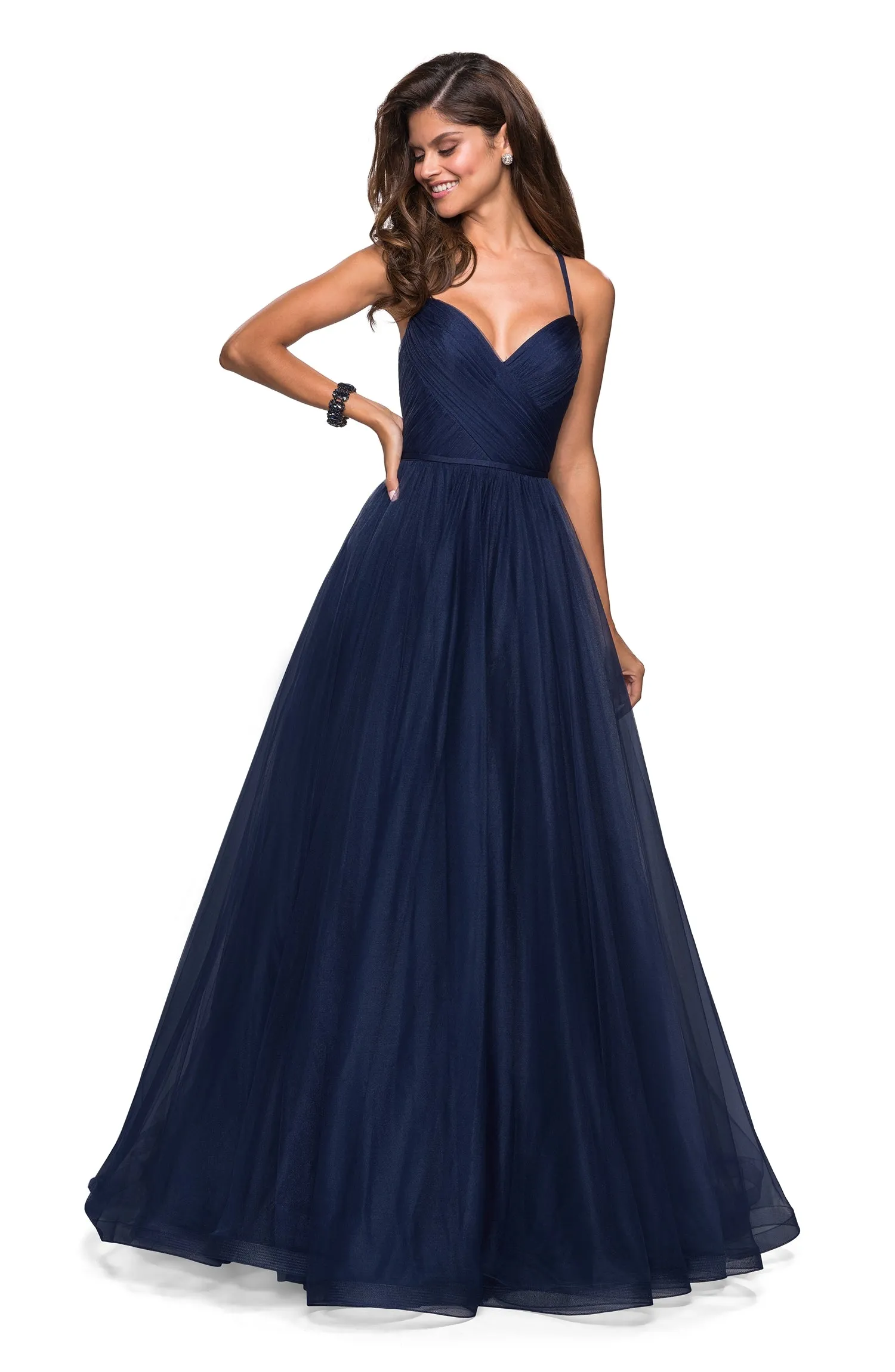 La Femme 27535 Pleated Bodice Tulle Dress