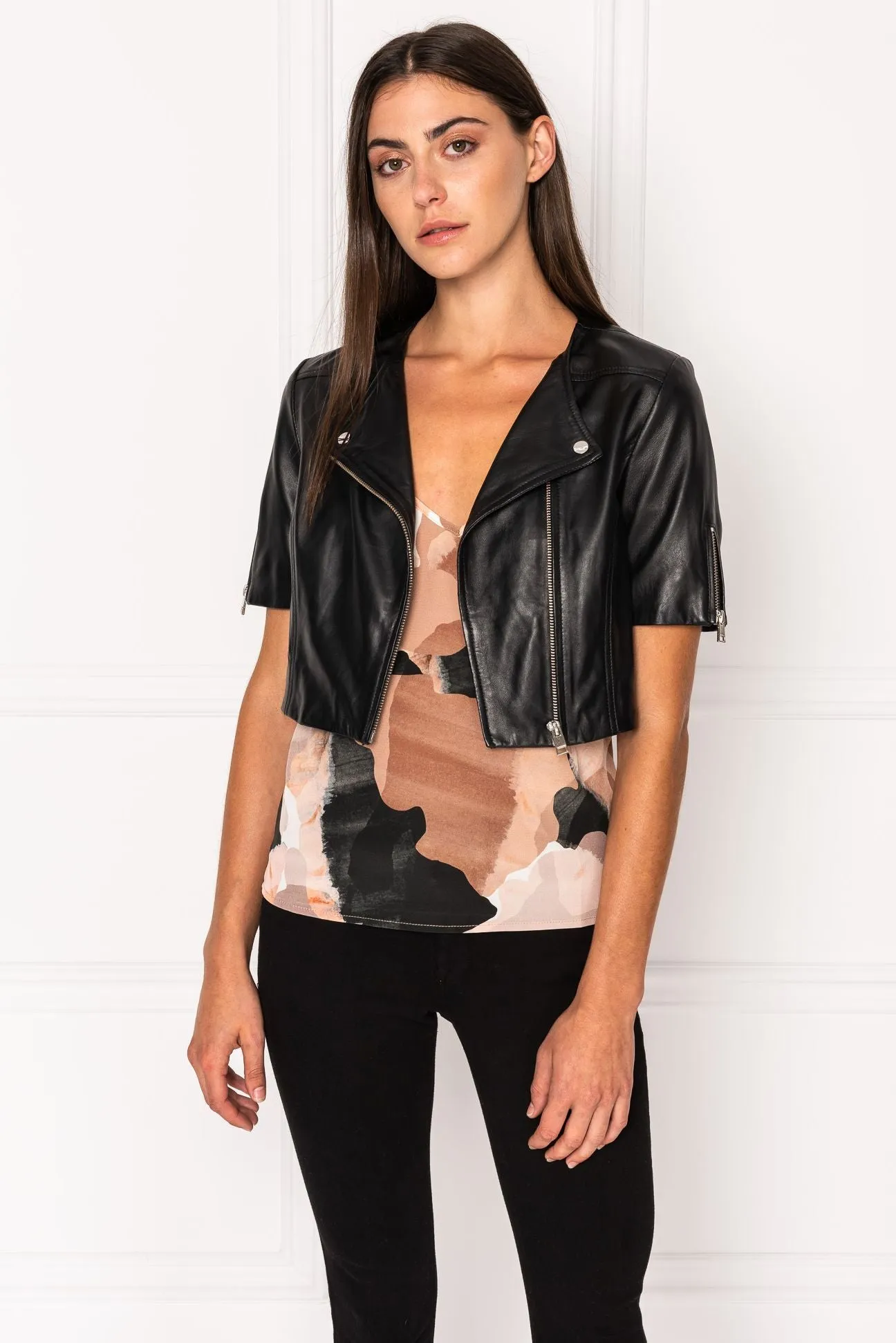 Lamarque - Kirsi Cropped Biker Jacket in Black