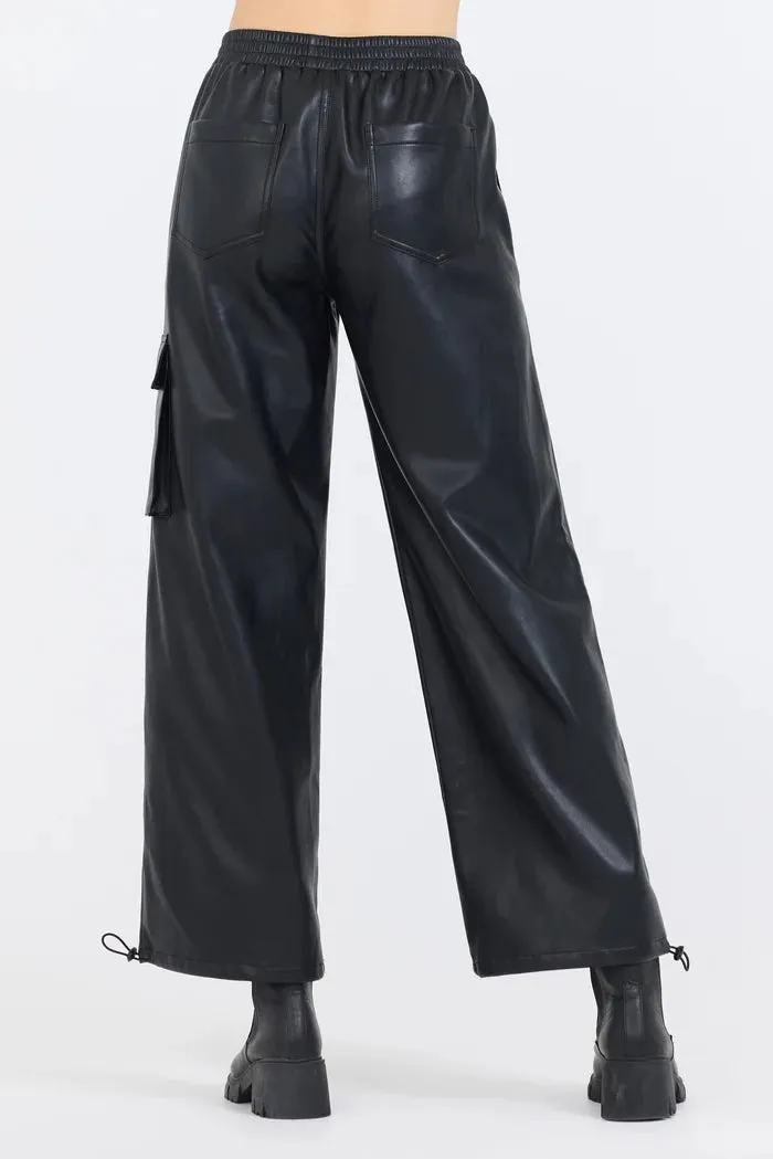 LEATHER CARGO PANTS