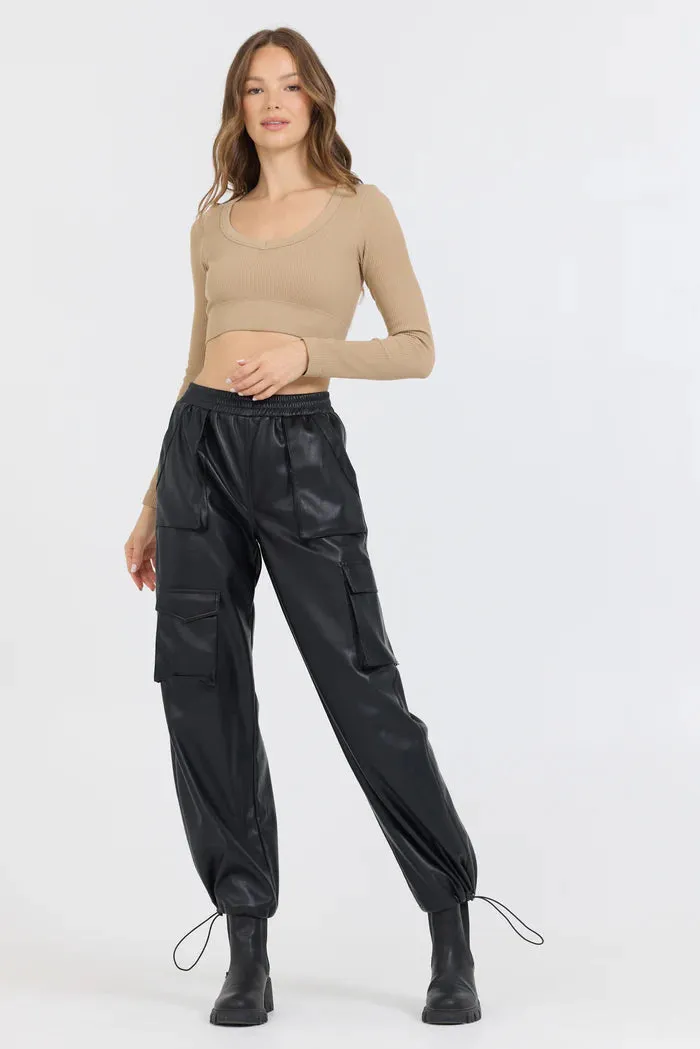 LEATHER CARGO PANTS