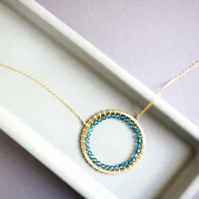 London Blue Quartz Halo Necklace