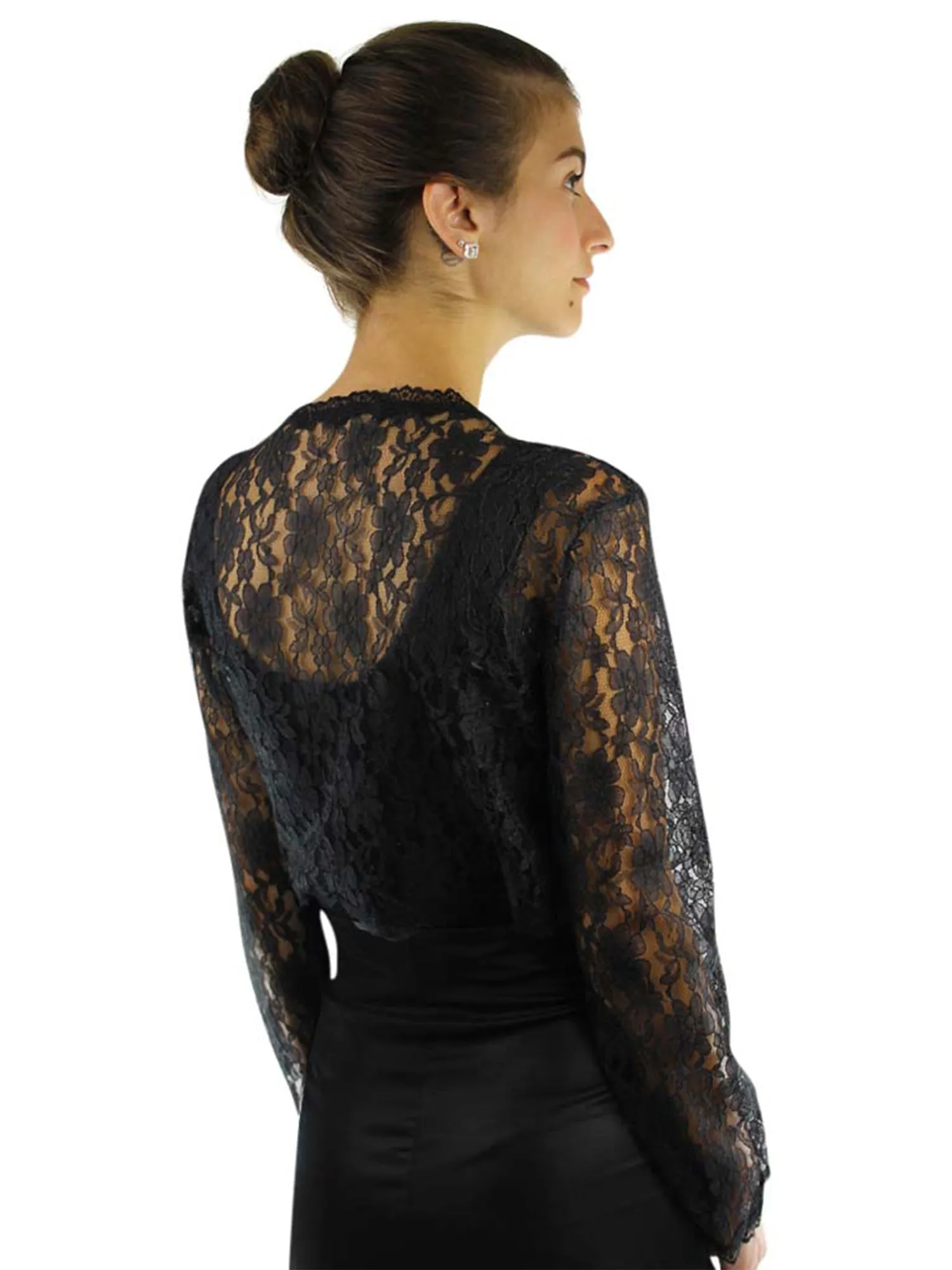 Long Sleeve Dressy Lace Cropped Bolero Shrug Jacket