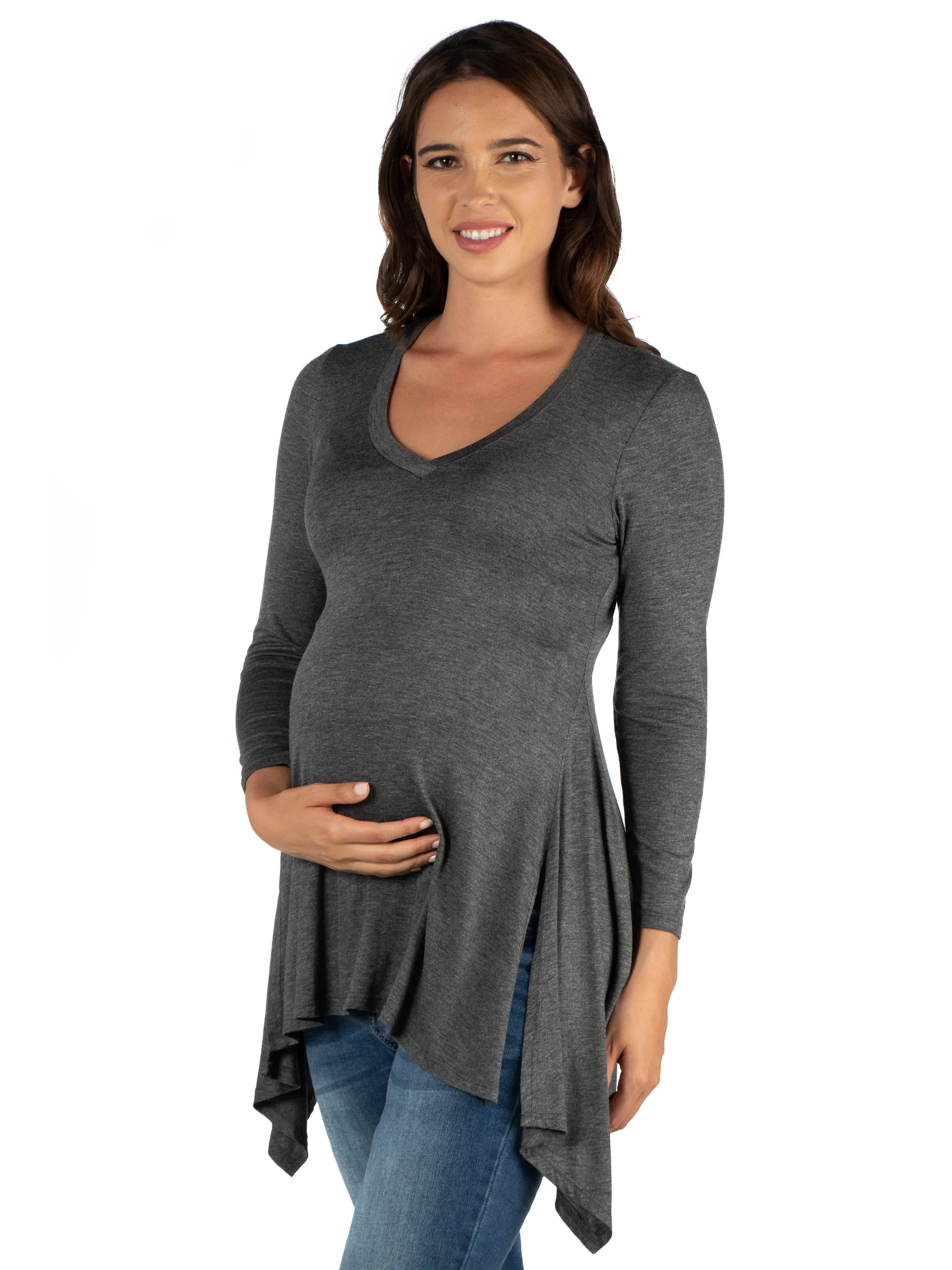 Long Sleeve Split Hemline Maternity  Tunic Top