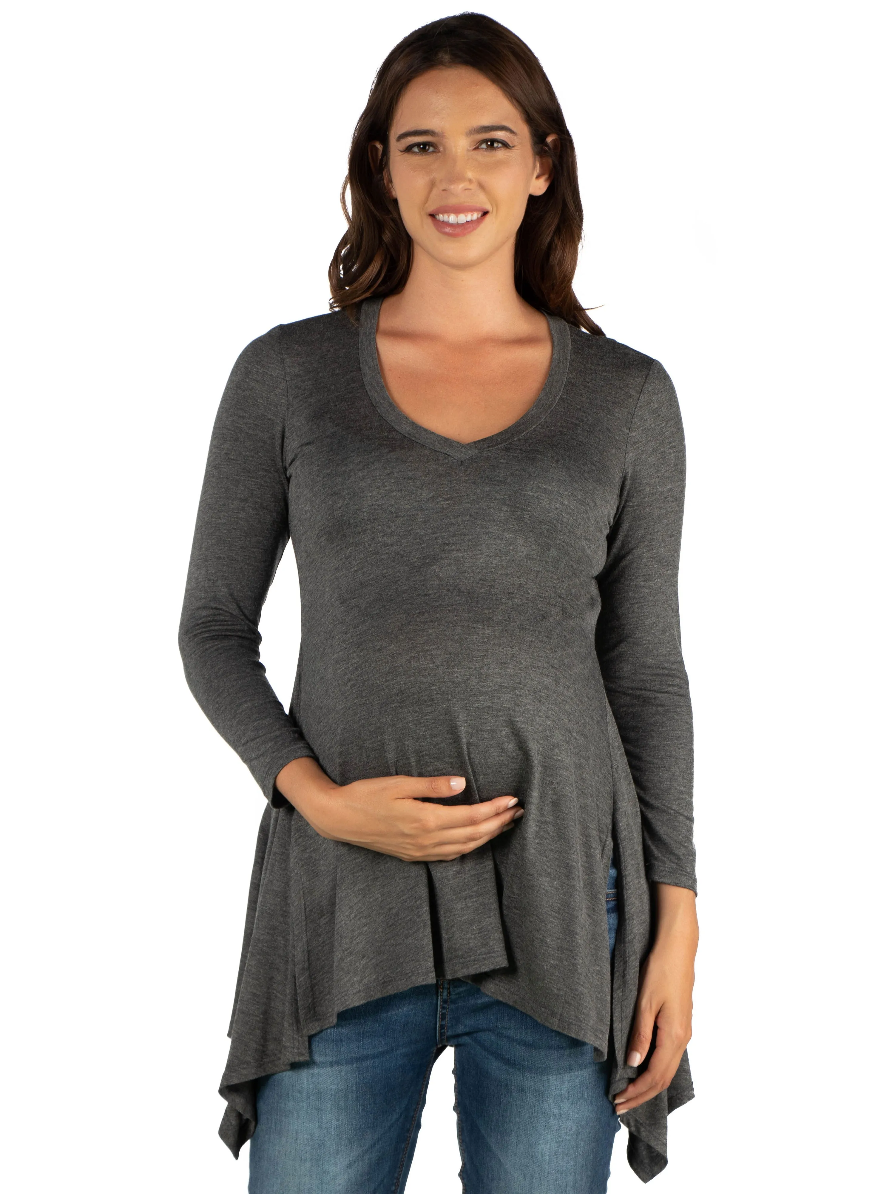 Long Sleeve Split Hemline Maternity  Tunic Top