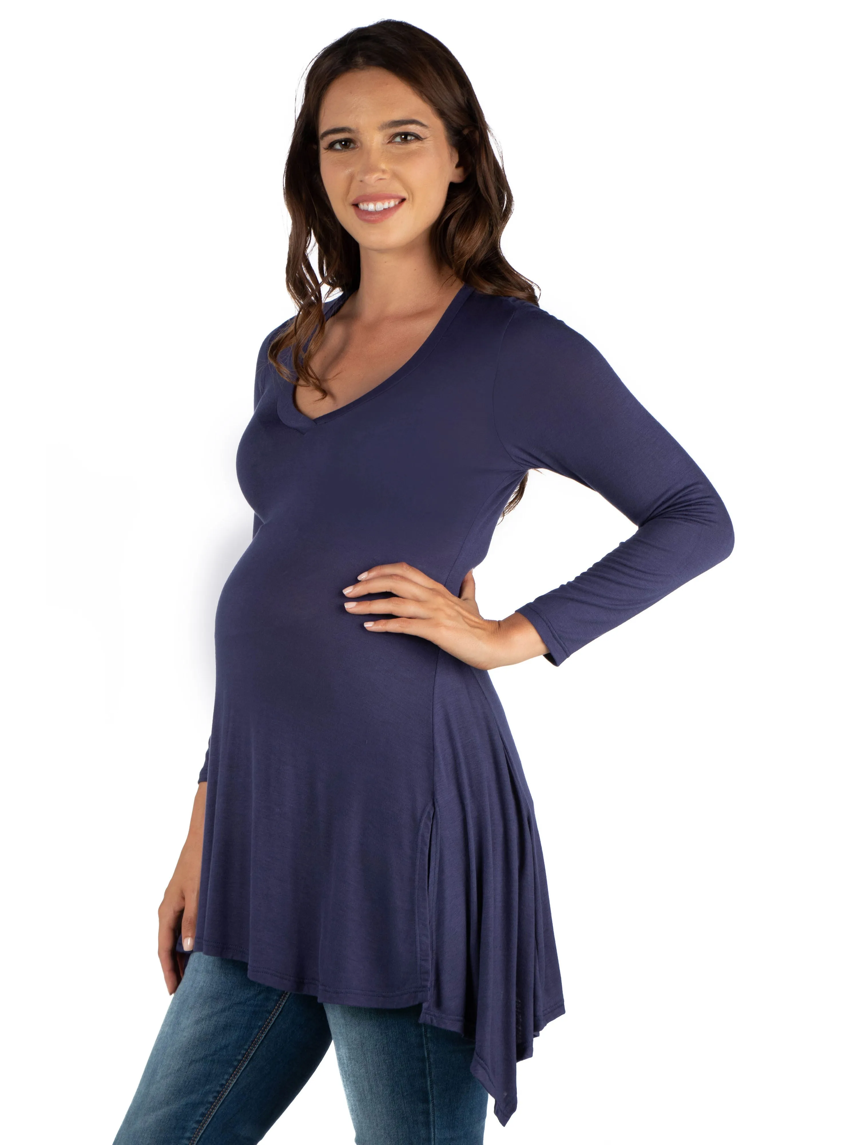 Long Sleeve Split Hemline Maternity  Tunic Top