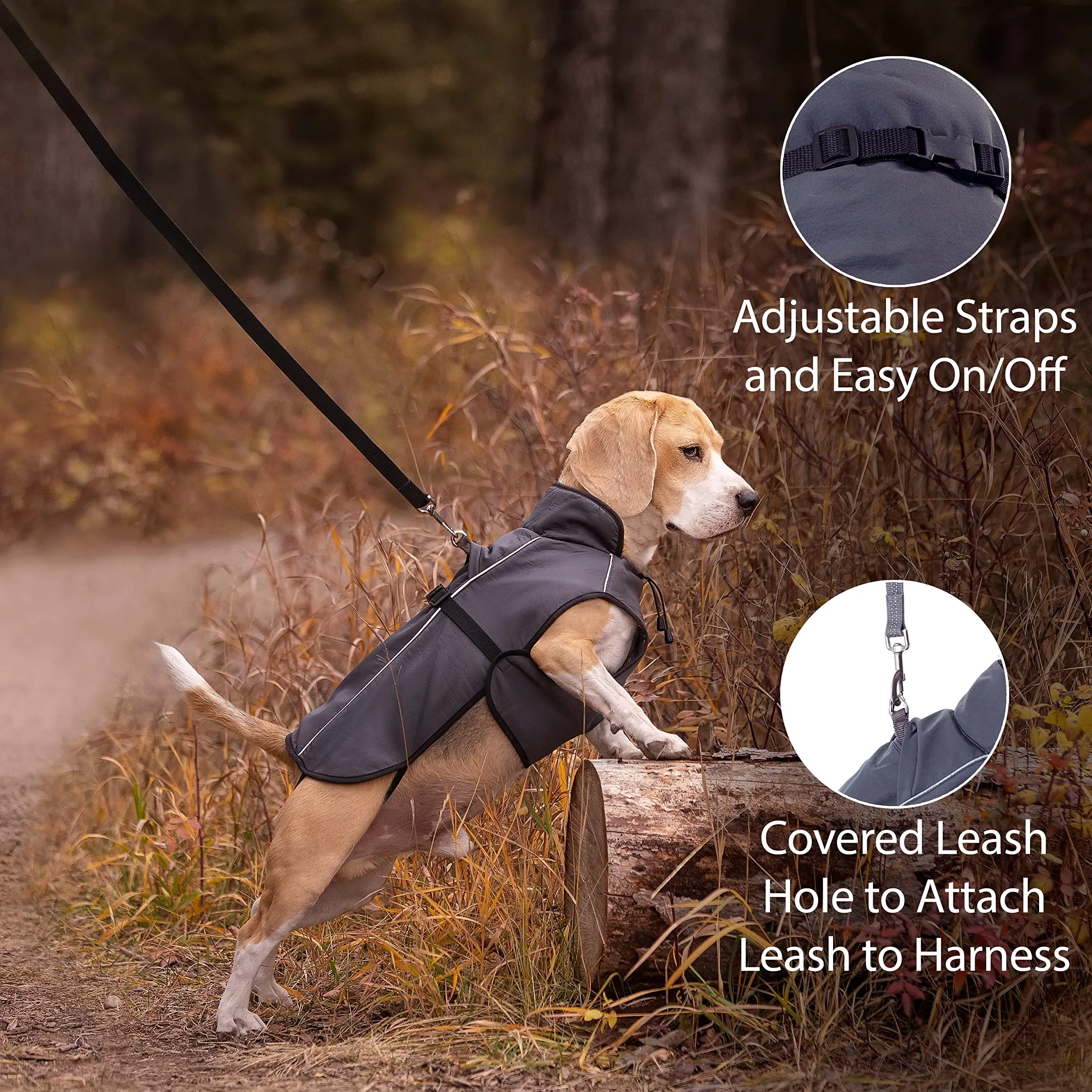 LUCOLOVE Dog Winter Coat - Waterproof Heat-Retaining Insulated Vest - Easy On/Off and Lightweight - for All Weather Conditions - Suits Very Small to Very Large Dog Breeds (S)