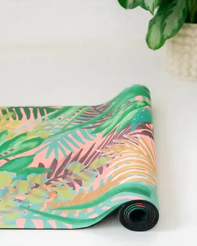 Luxury Yoga Mat | Kew Tropics Hot Pink