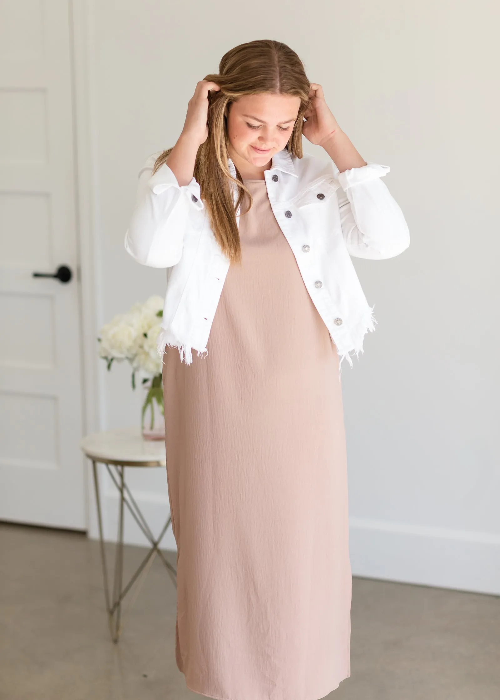 Mauve Shoulder Pad Sleeveless Maxi Dress - FINAL SALE