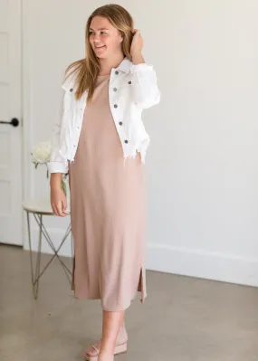 Mauve Shoulder Pad Sleeveless Maxi Dress - FINAL SALE