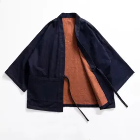 Men Reversible Washed Denim Kimono Jacket