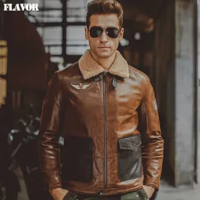 Men's Genuine Leather Aviator Jacket