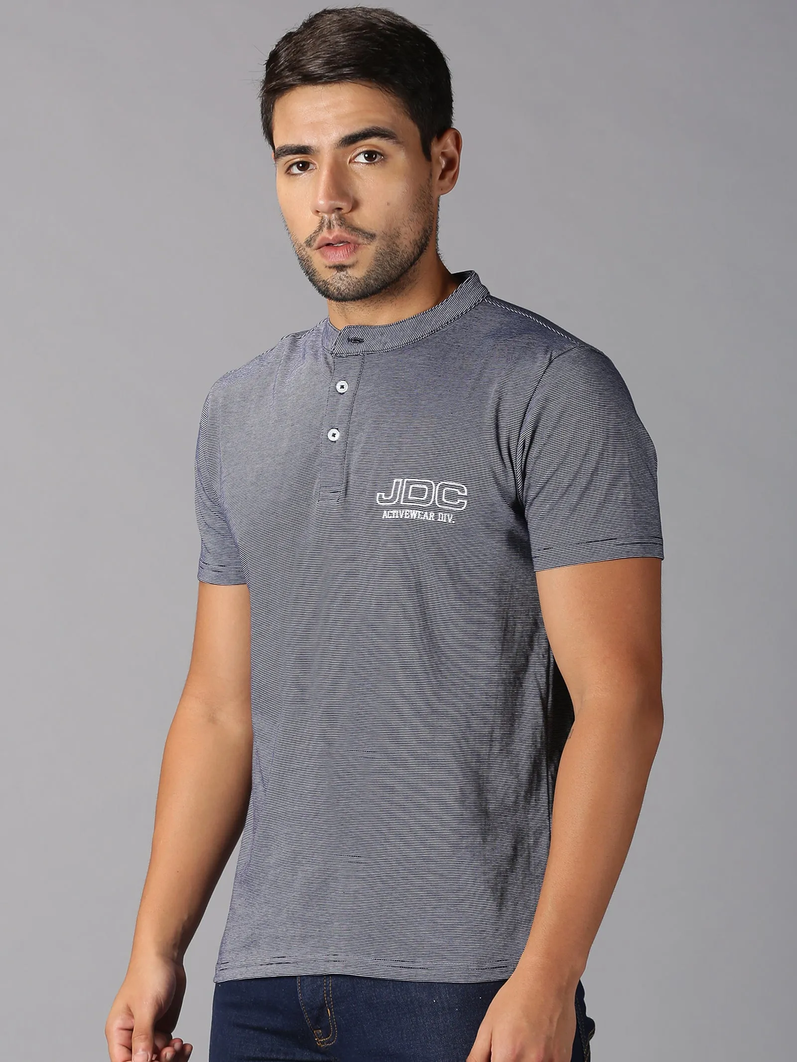 MEN'S GREY STRIPE SLIM FIT T.SHIRT