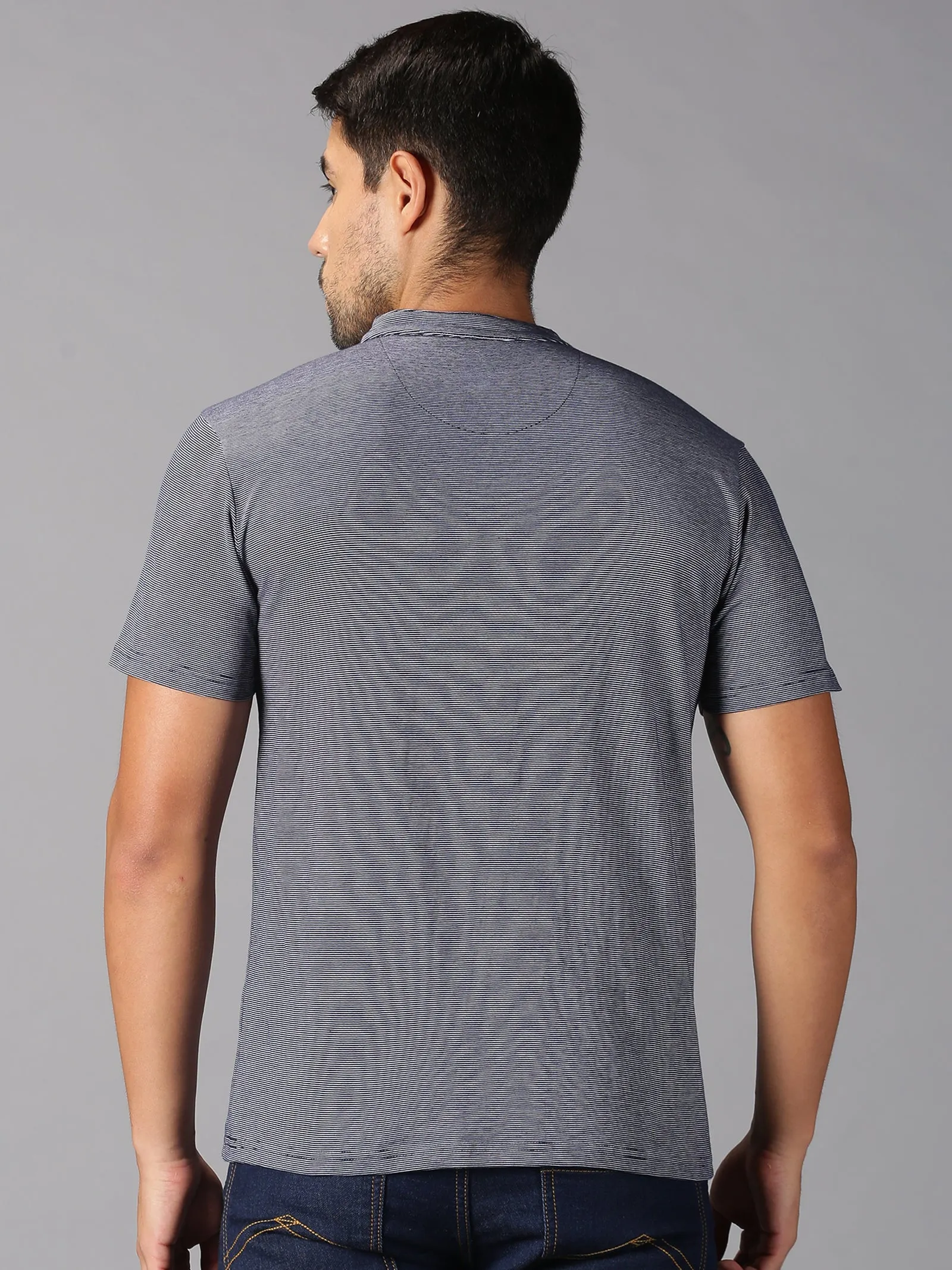 MEN'S GREY STRIPE SLIM FIT T.SHIRT