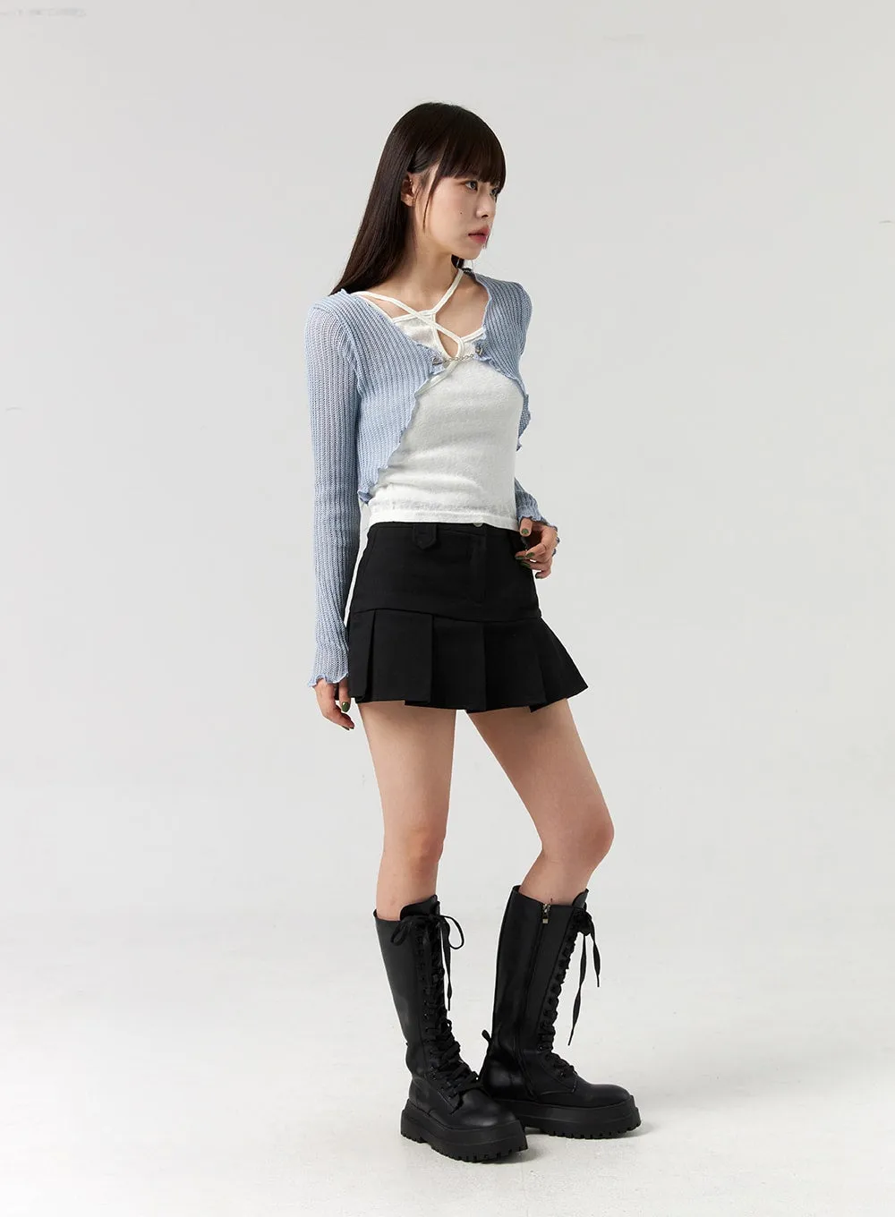 Mid-Rise Pleated Mini Skirt CL328