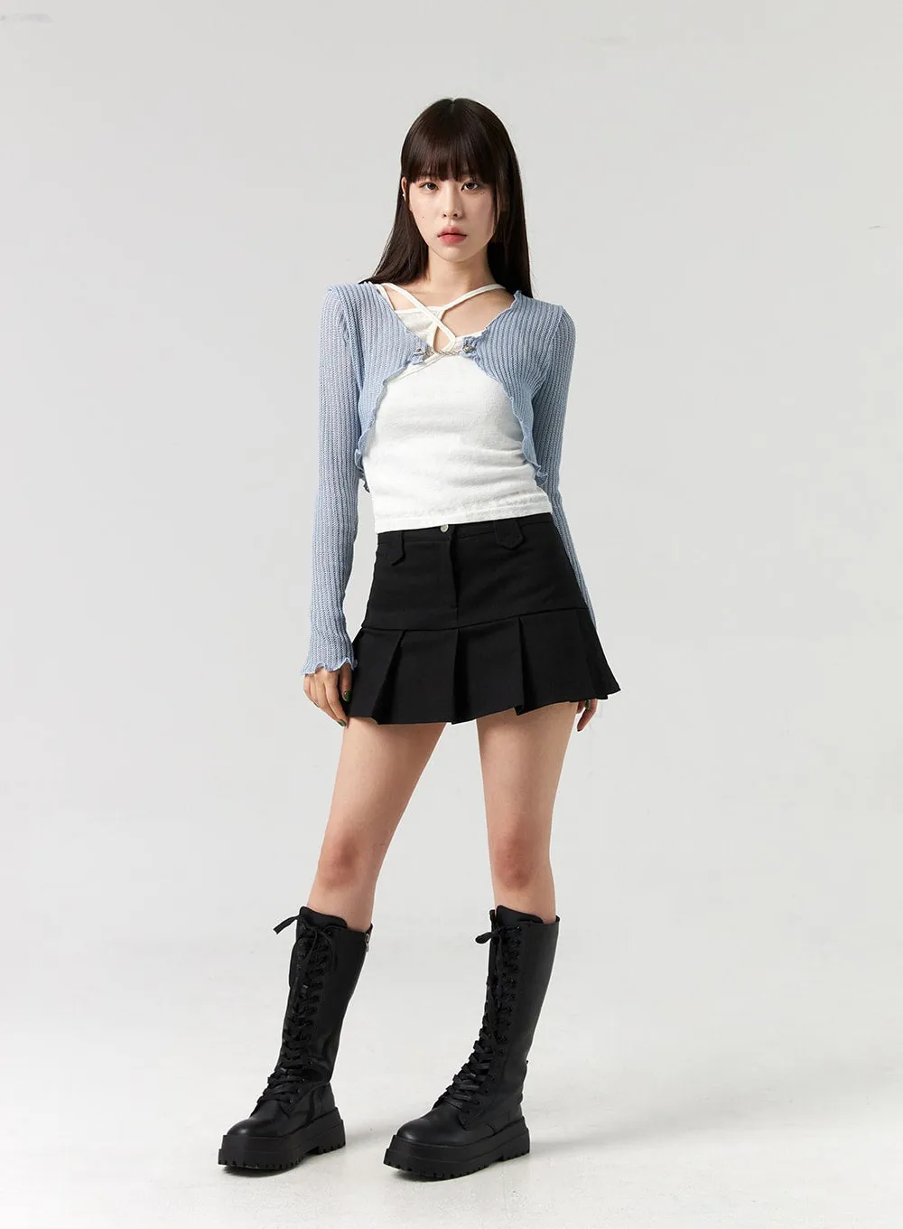 Mid-Rise Pleated Mini Skirt CL328