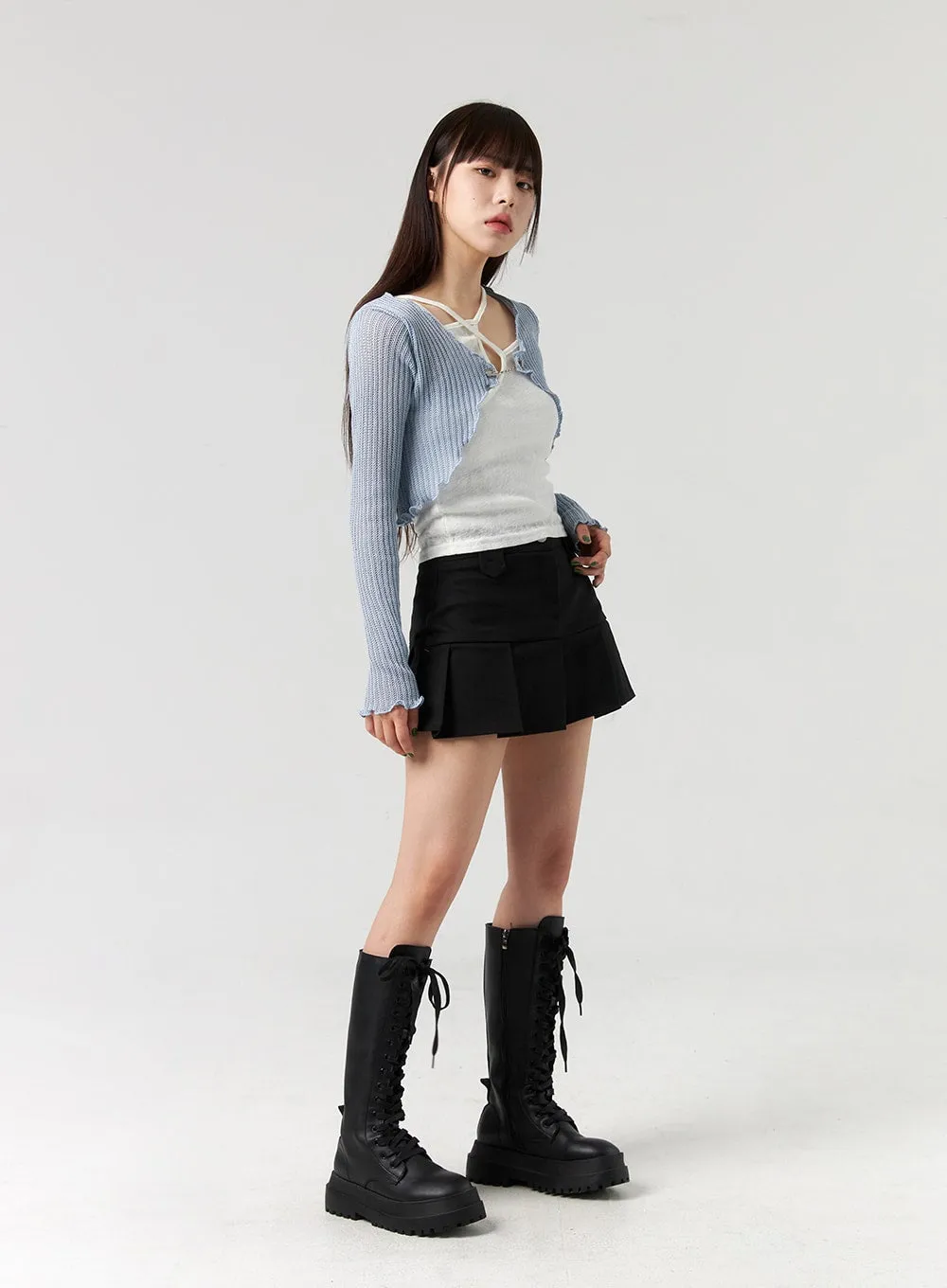 Mid-Rise Pleated Mini Skirt CL328