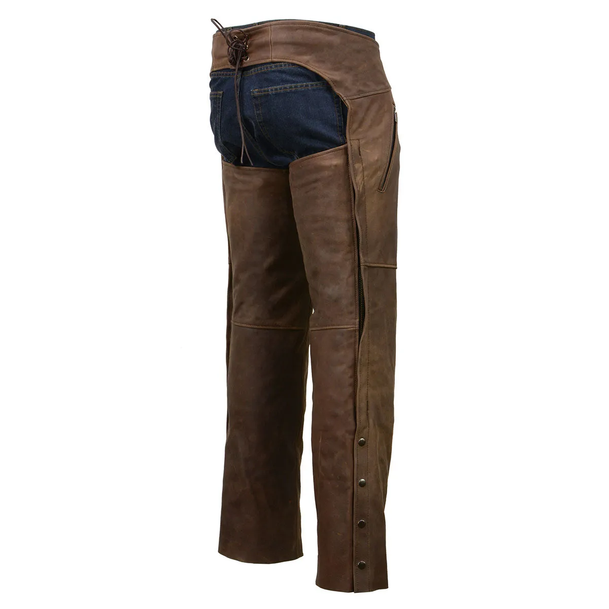 Milwaukee Leather Chaps for Men's Vintage Crazy Horse Brown Leather-