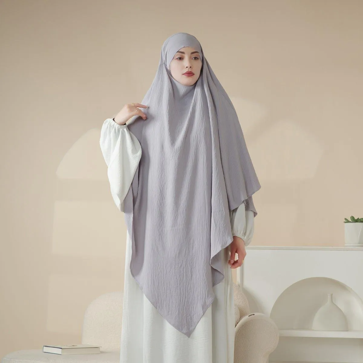 MK005 Crepe One Layer Khimar