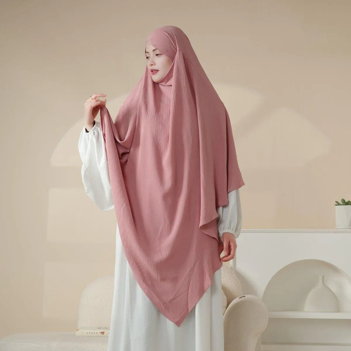 MK005 Crepe One Layer Khimar