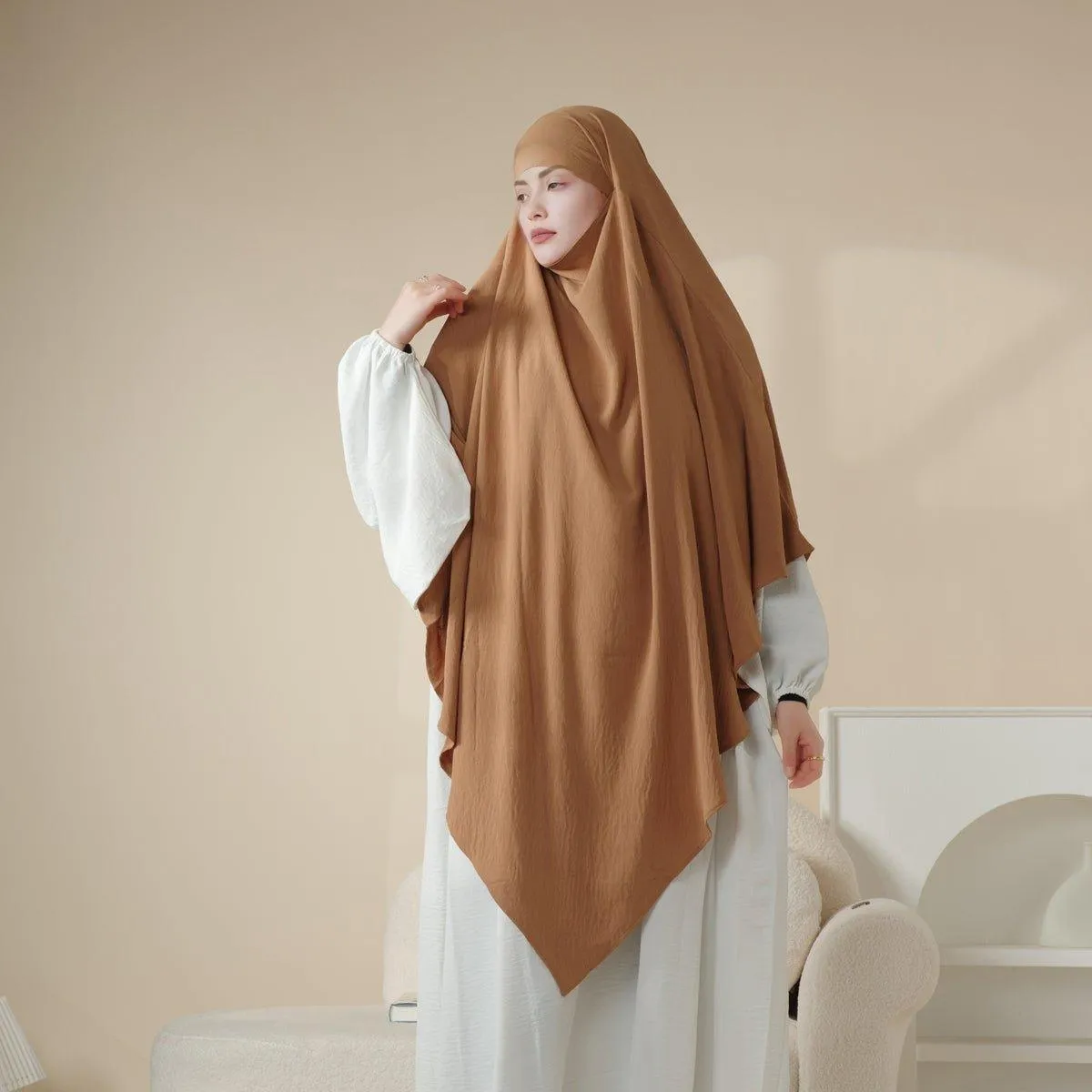 MK005 Crepe One Layer Khimar