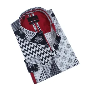 Monochrome Retro Patchwork Button Down Shirt