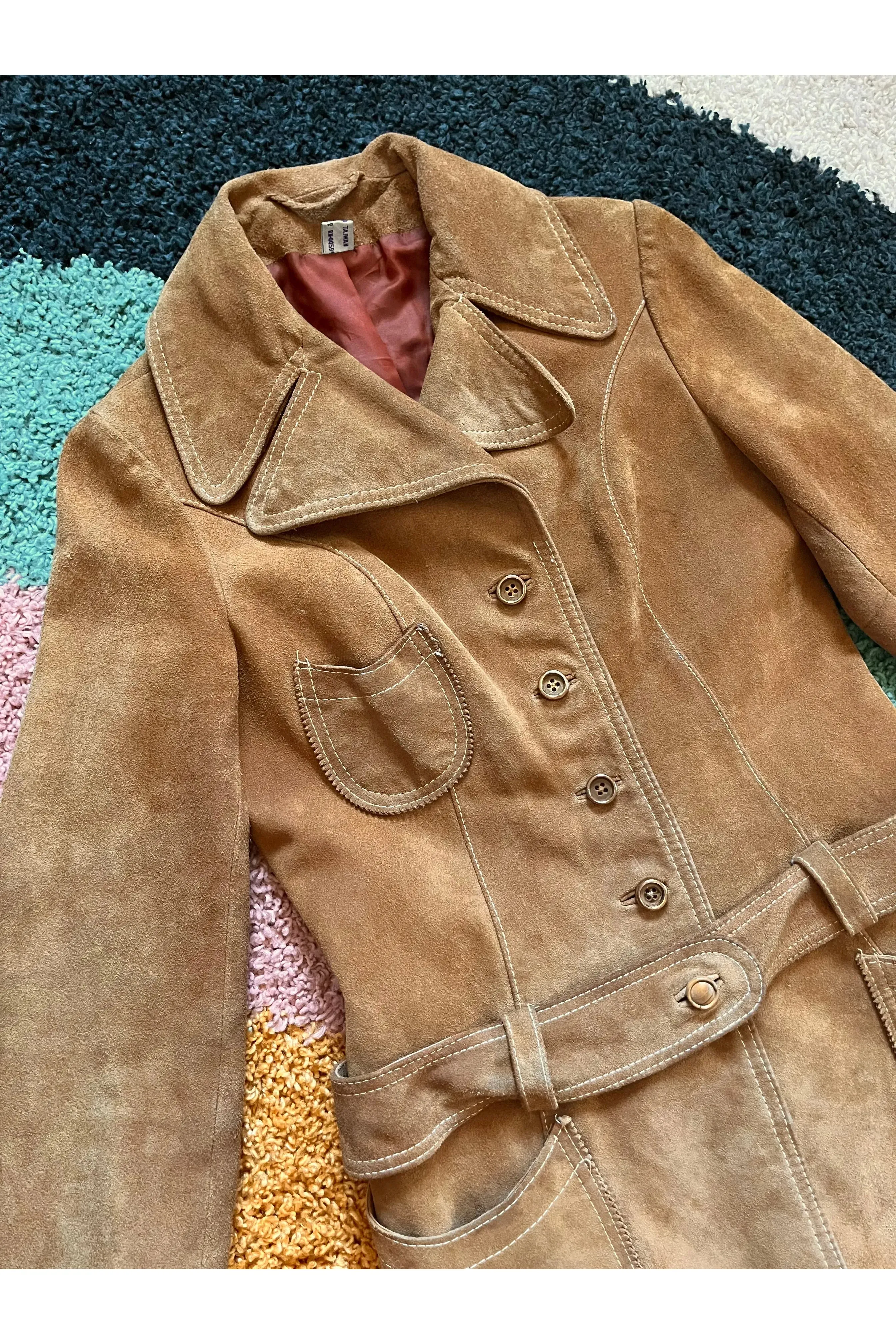 *On hold for Rachel* Vintage 70s Belted Suede Coat