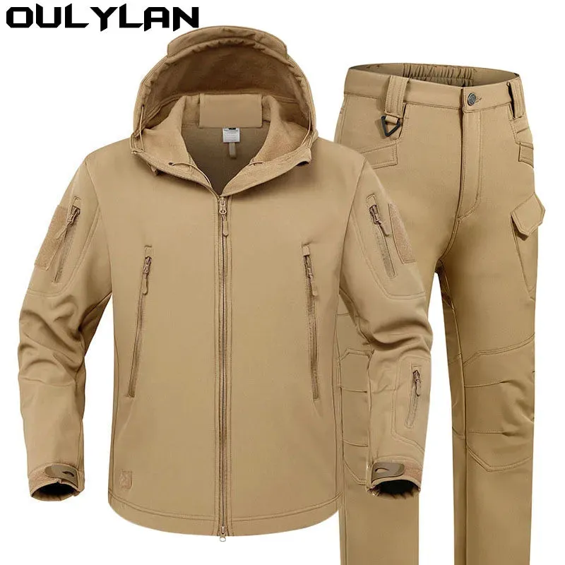 Oulylan Waterproof Tactical Jacket Set: Winter-Autumn Hooded Tracksuits for Men