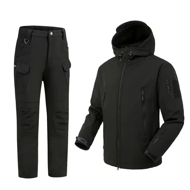 Oulylan Waterproof Tactical Jacket Set: Winter-Autumn Hooded Tracksuits for Men