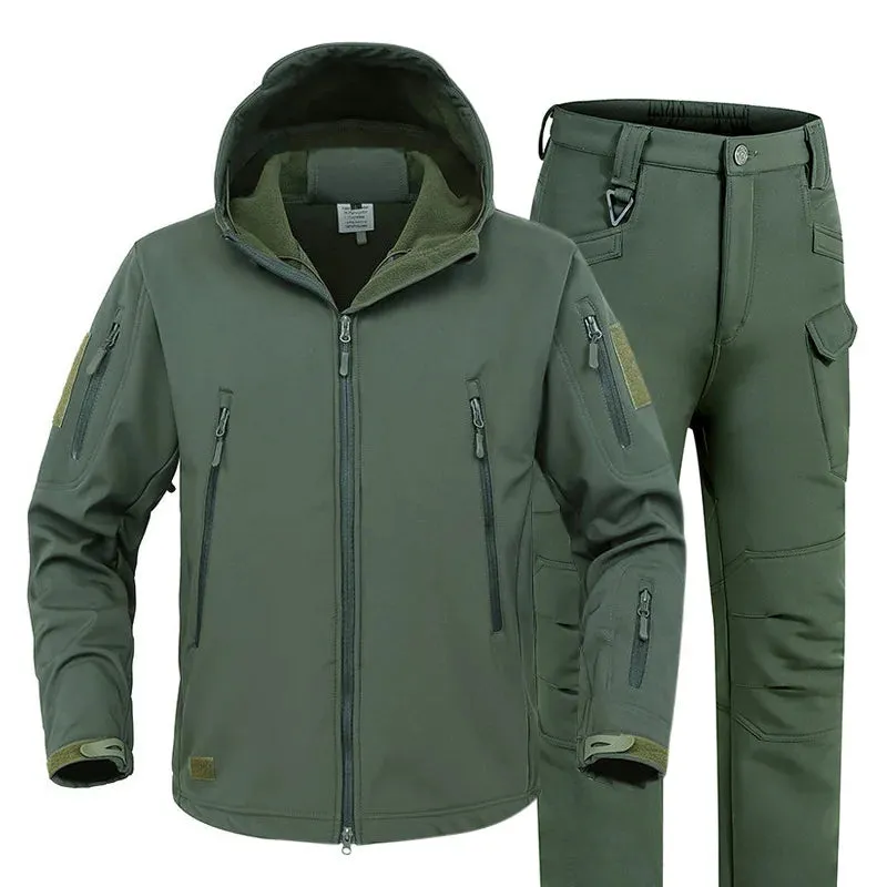 Oulylan Waterproof Tactical Jacket Set: Winter-Autumn Hooded Tracksuits for Men