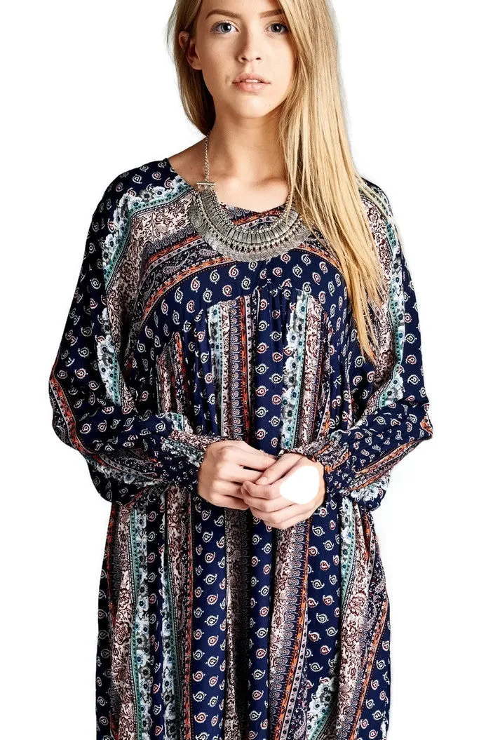 Paisley Baby Doll Tunic, Navy