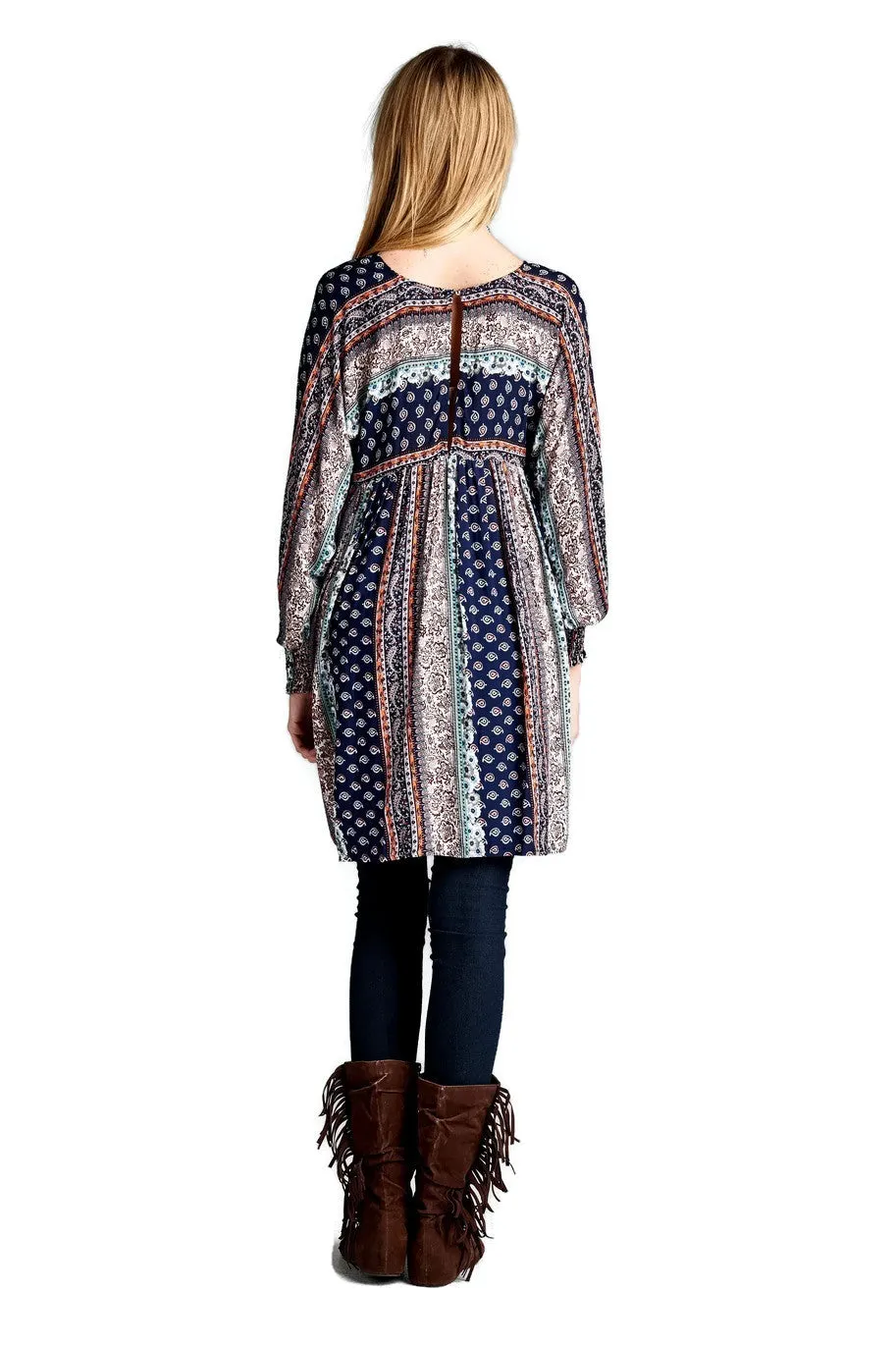 Paisley Baby Doll Tunic, Navy