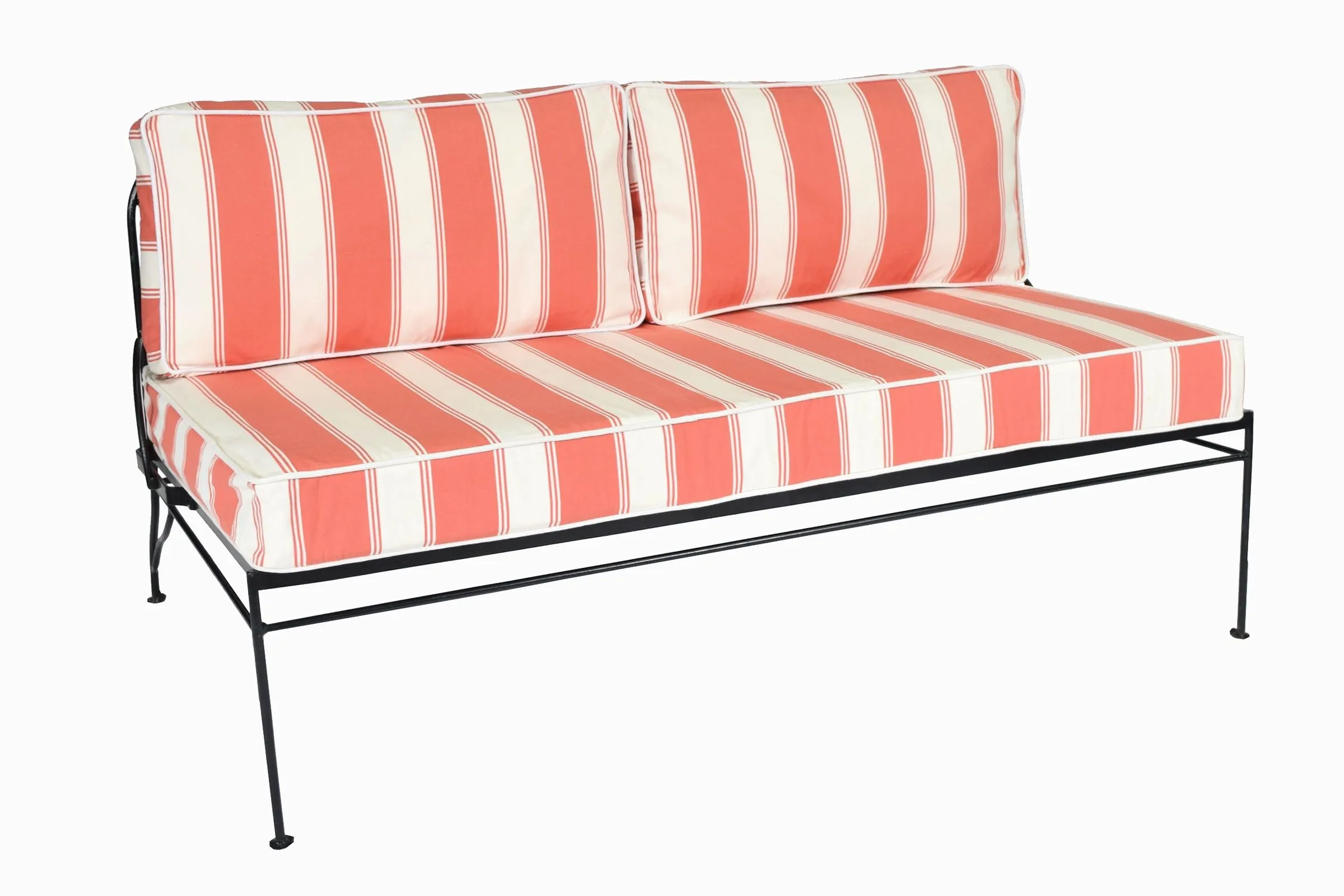 Palm Springs Gunmetal Sofa - Coral & Cream Stripe Cushions