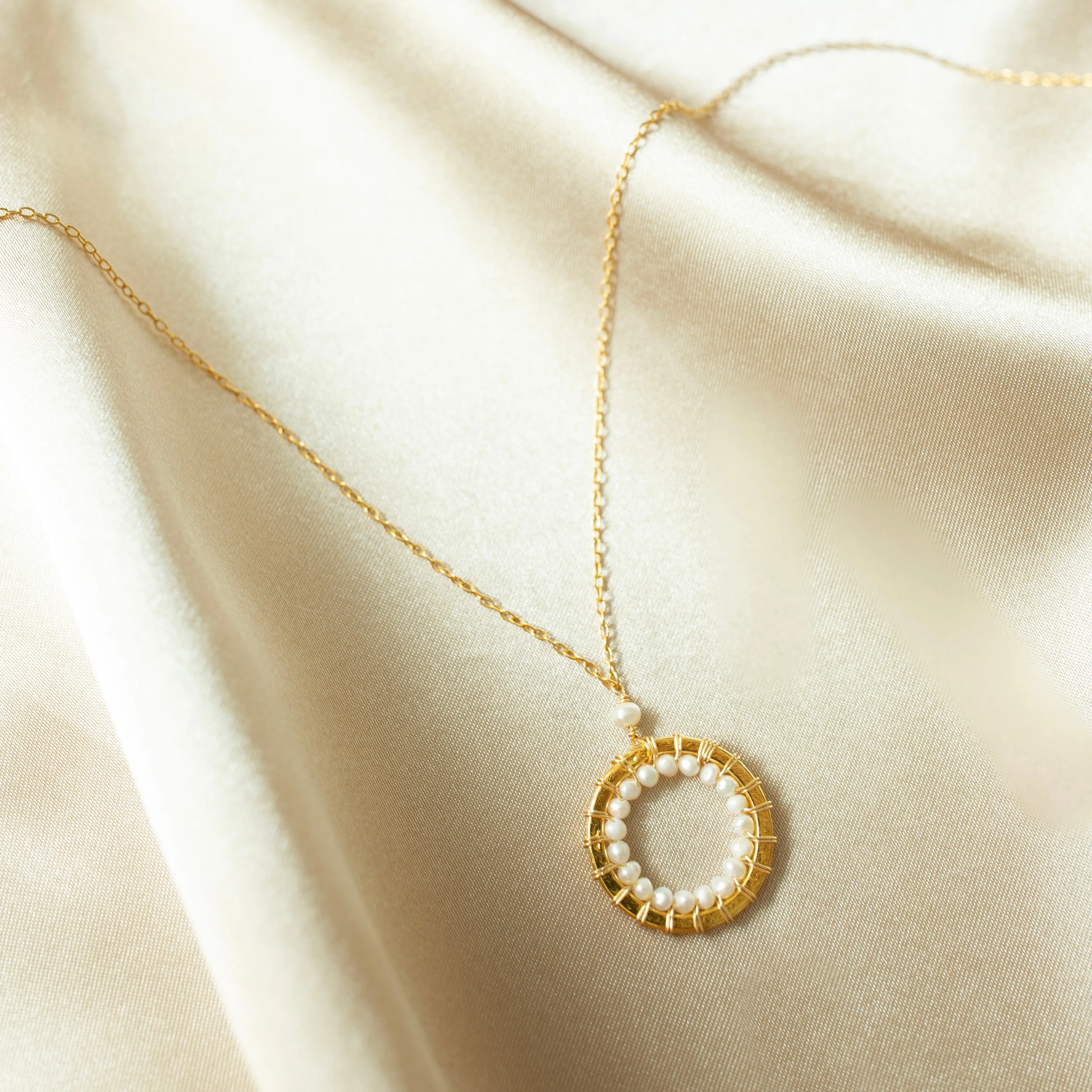 Pearl Halo Mini Gold Pendant