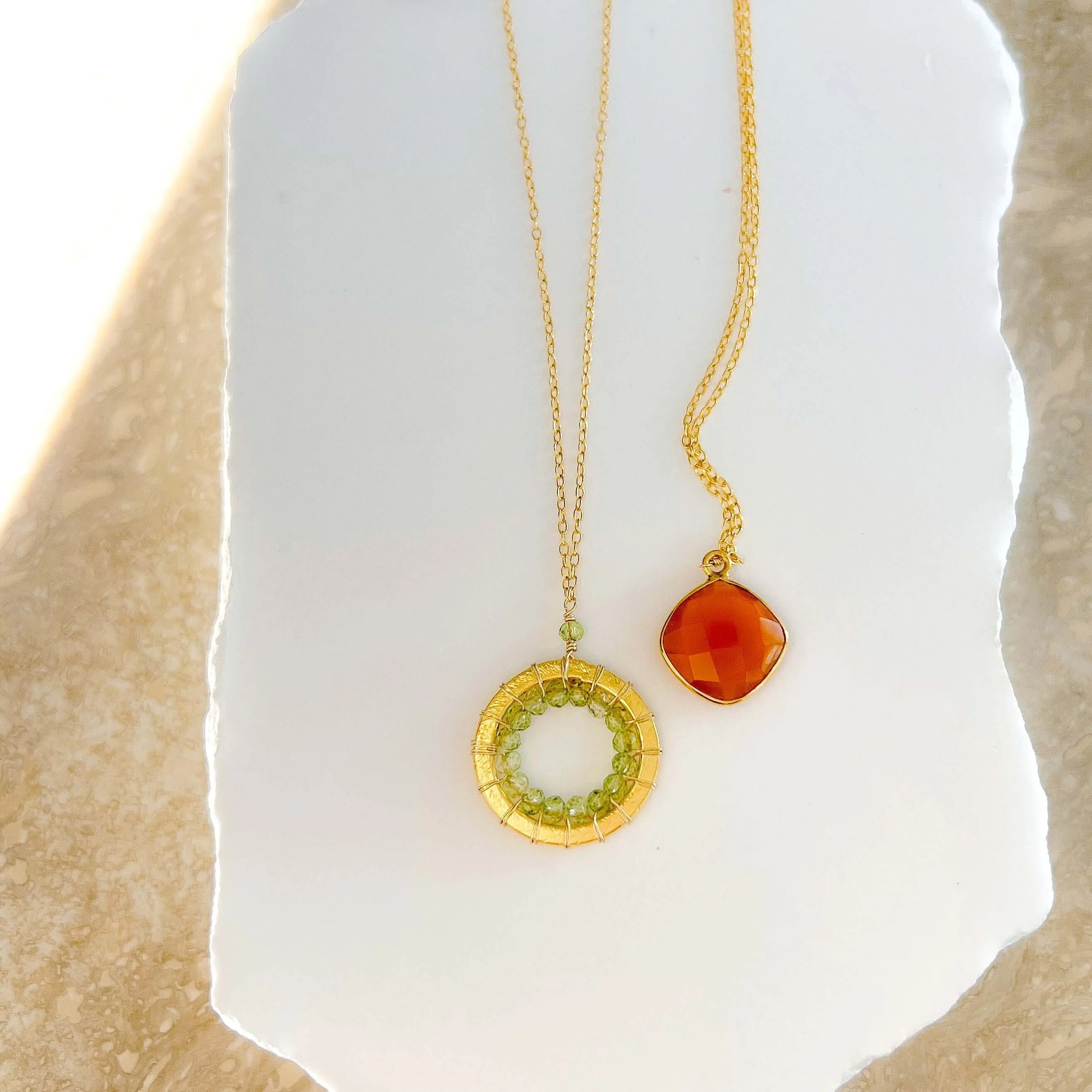 Peridot Halo Mini Gold Pendant