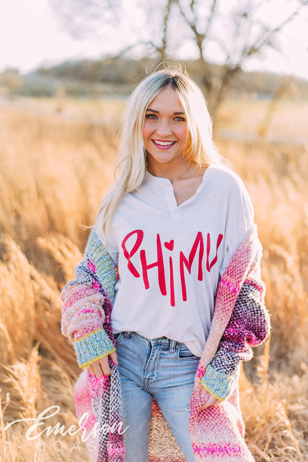 Phi Mu Heart Henley