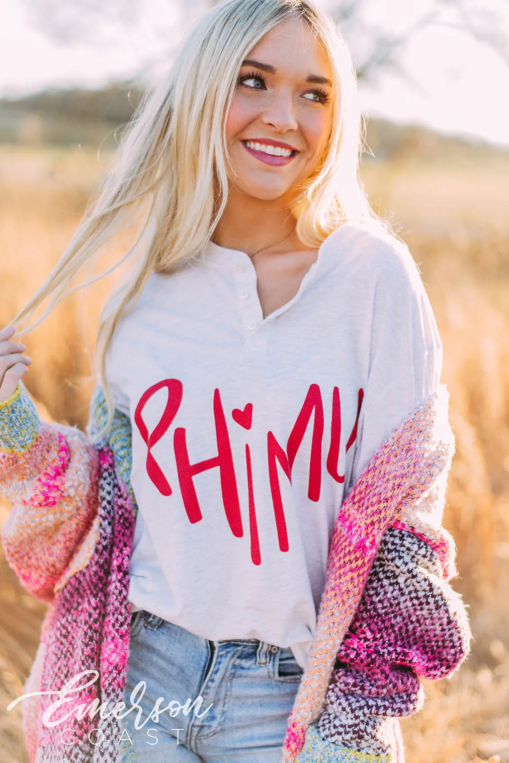 Phi Mu Heart Henley