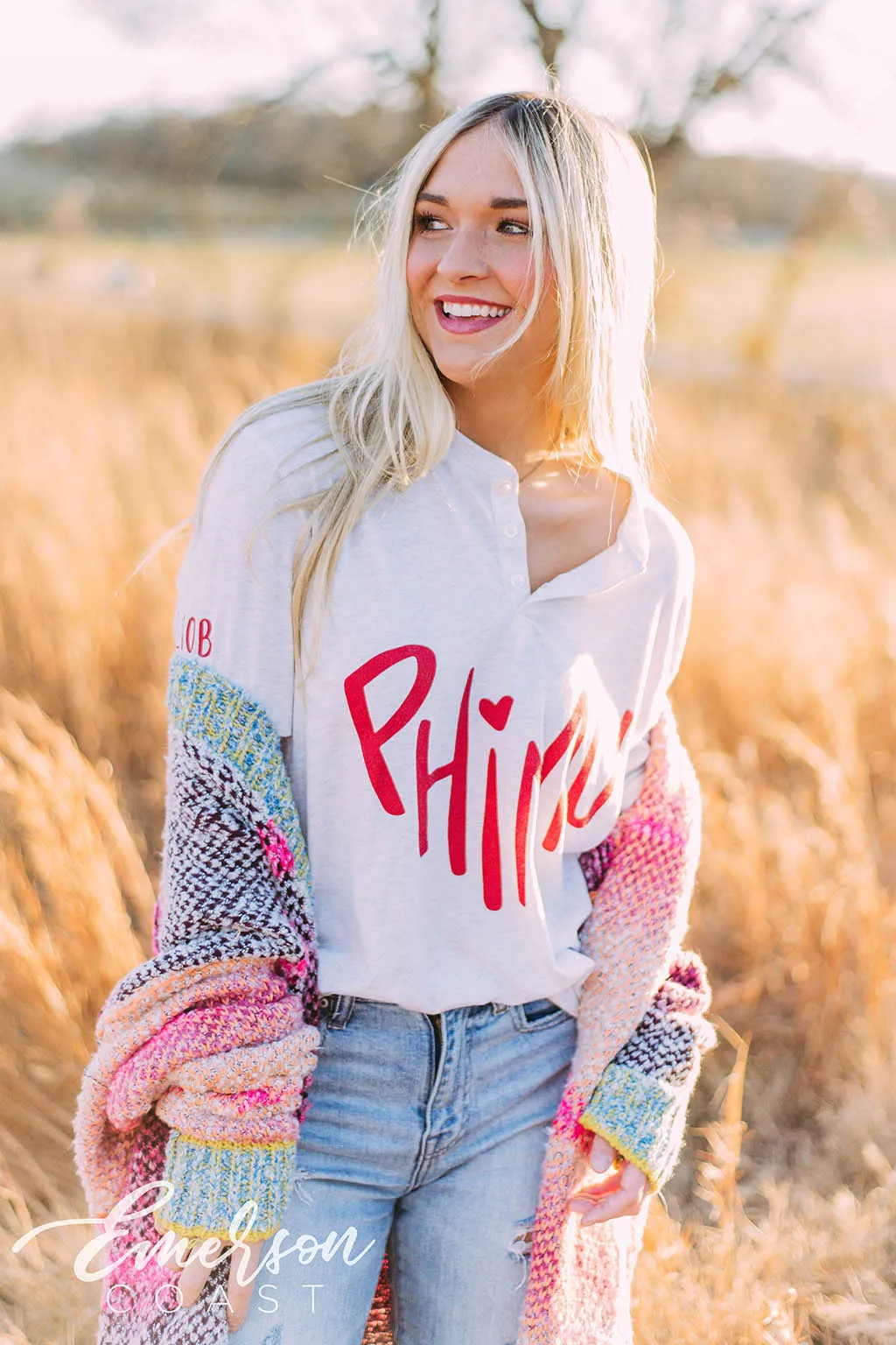 Phi Mu Heart Henley