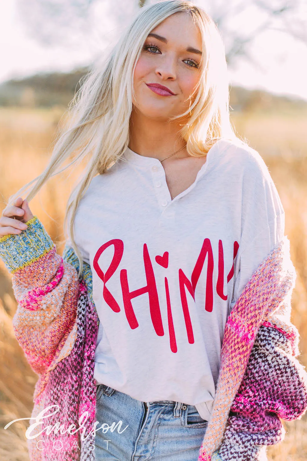 Phi Mu Heart Henley