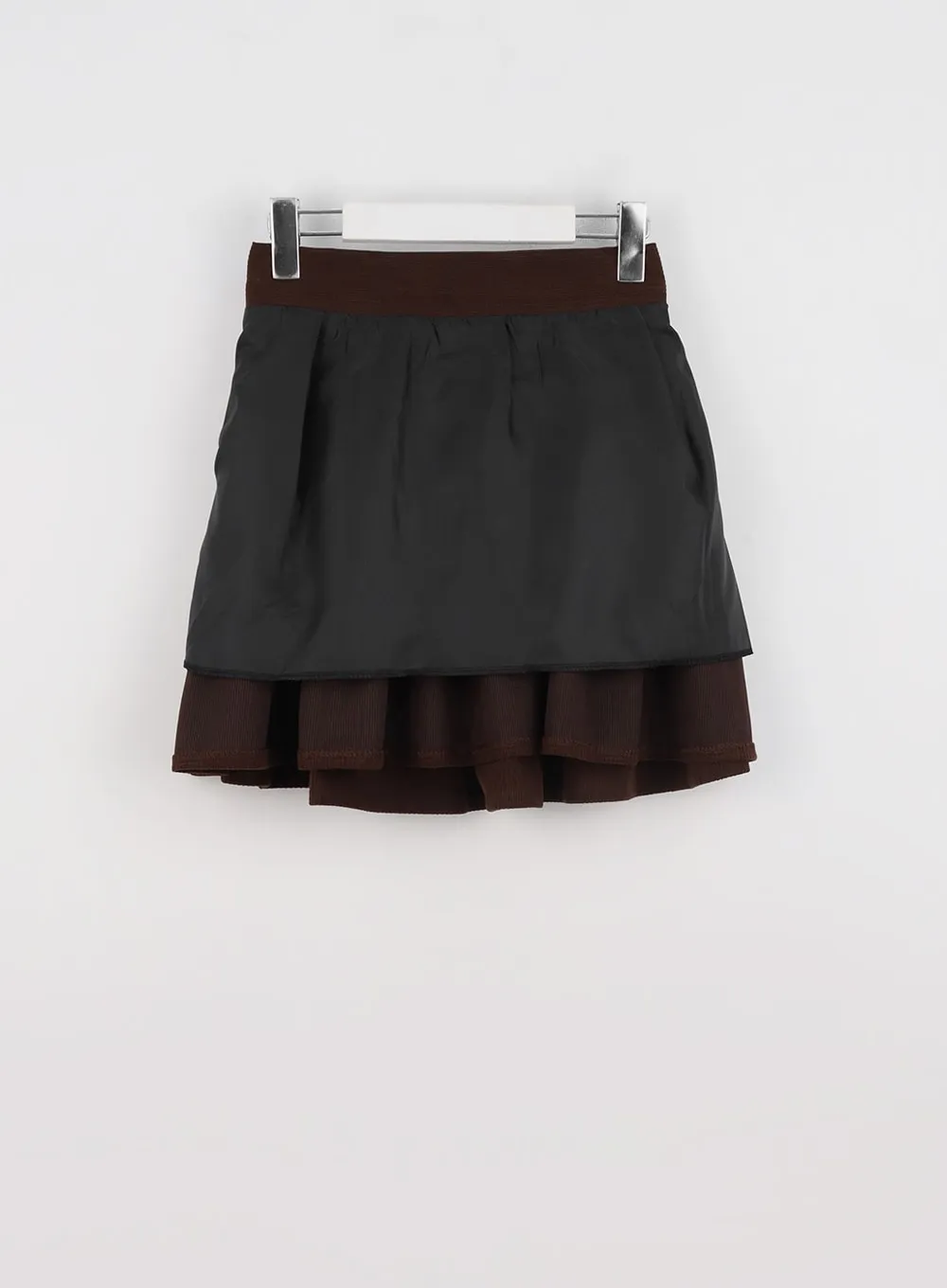 Pleated Corduroy Skirt with Buckle IO324