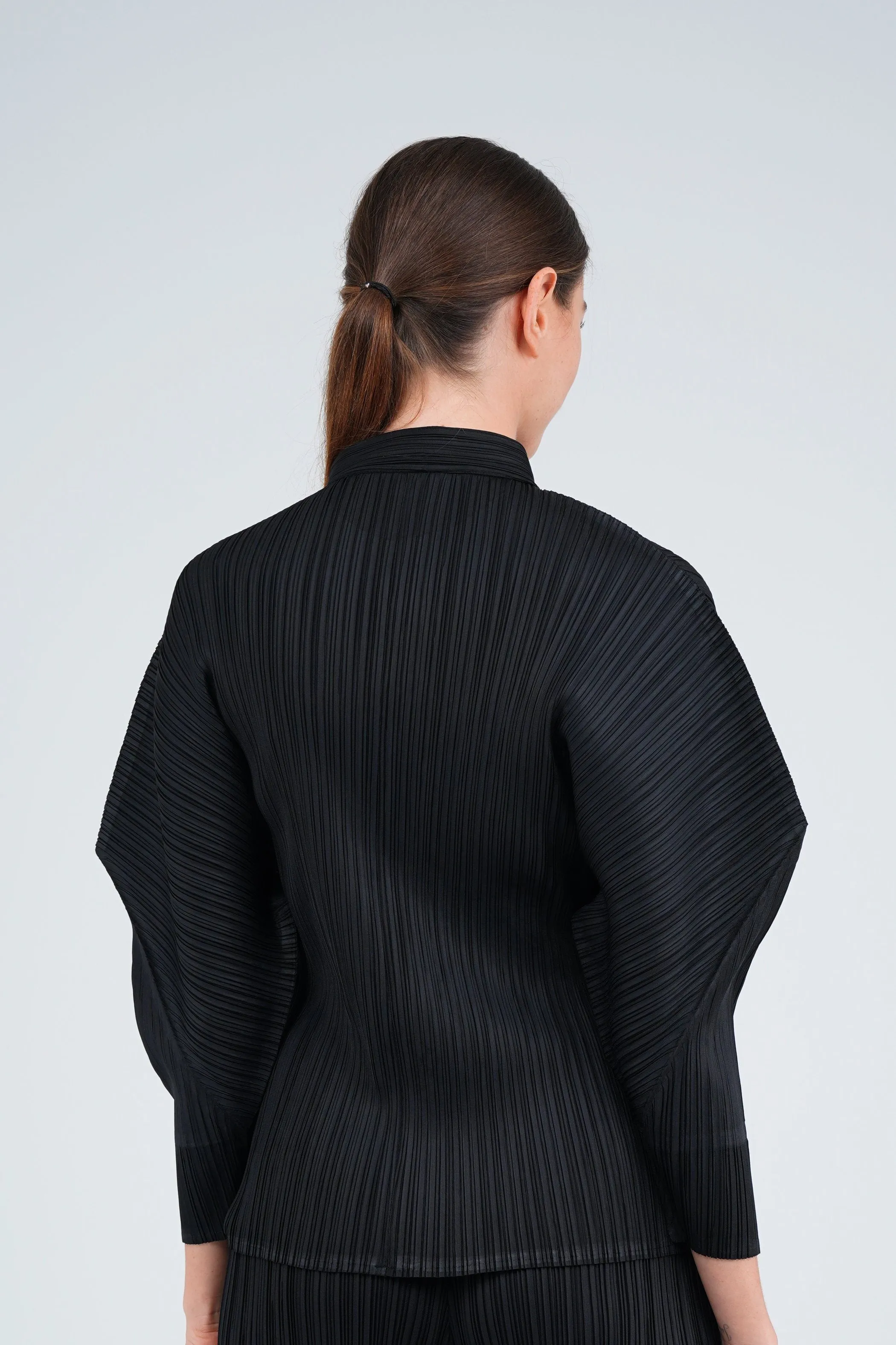 Pleated Shirt With Puff Sleeve