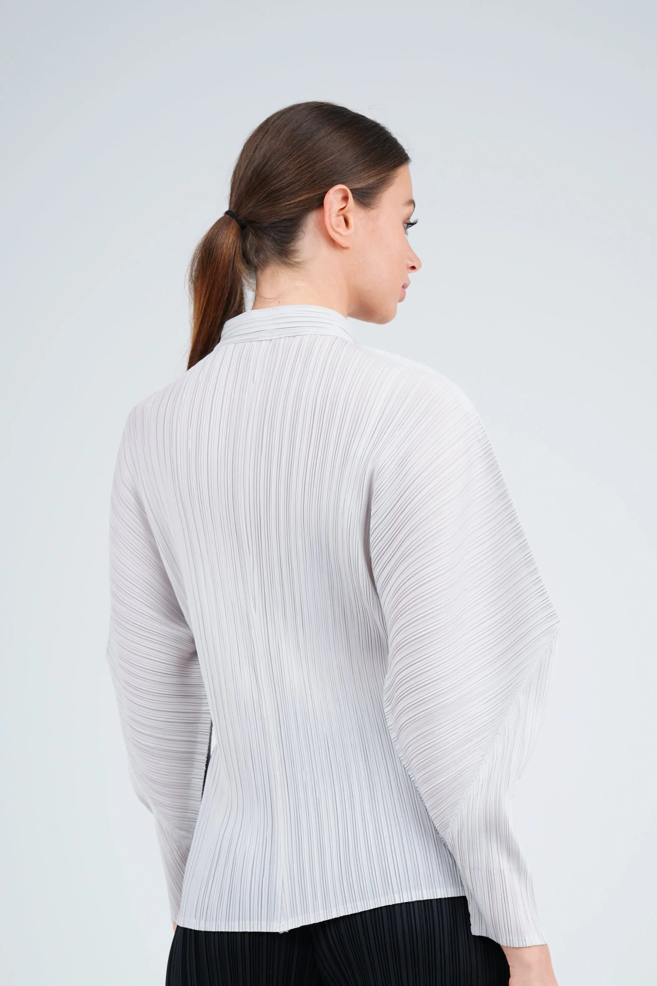 Pleated Shirt With Puff Sleeve