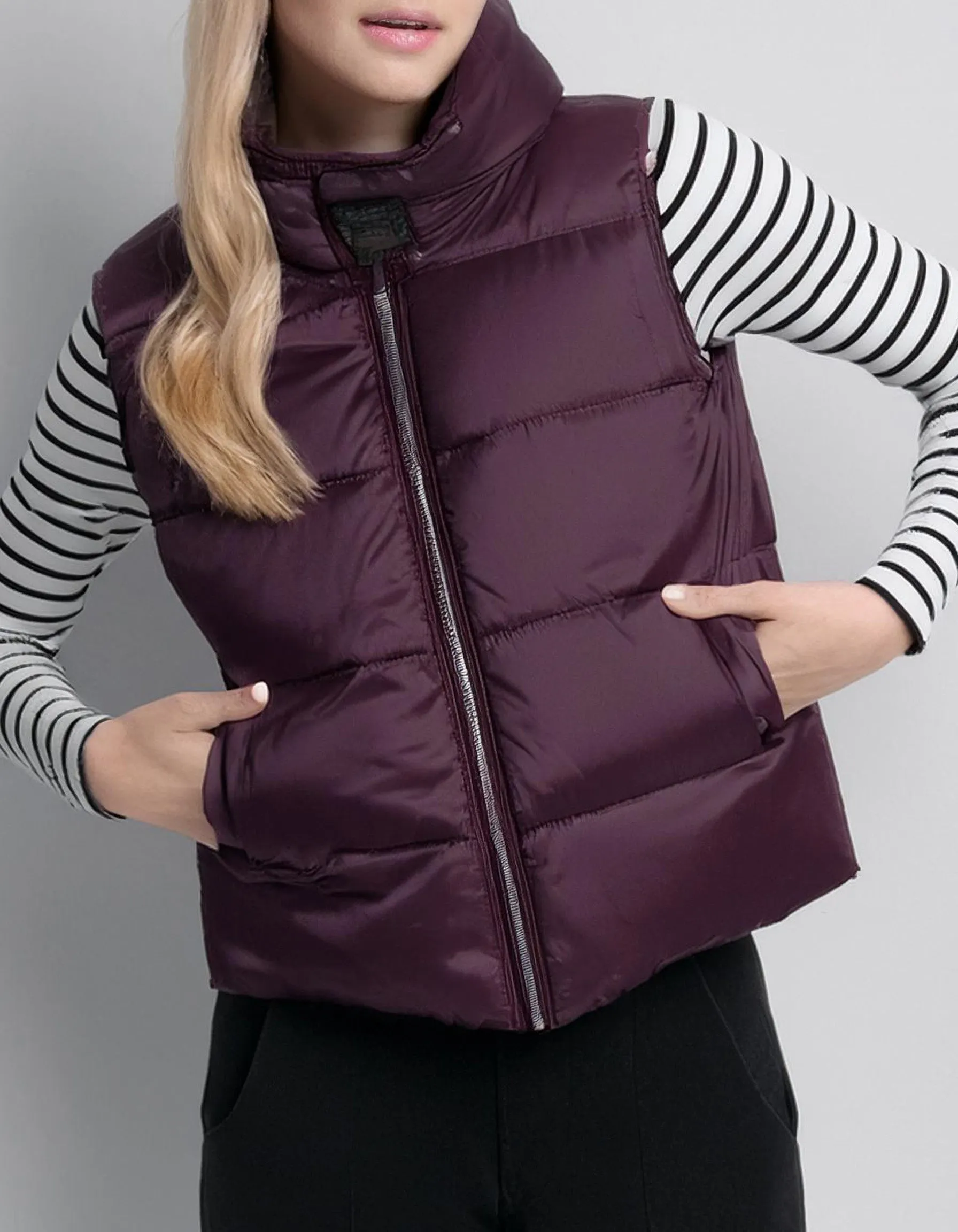 Plum Cropped Hooded Puffer Jacket