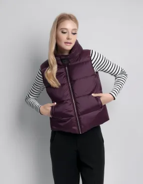 Plum Cropped Hooded Puffer Jacket