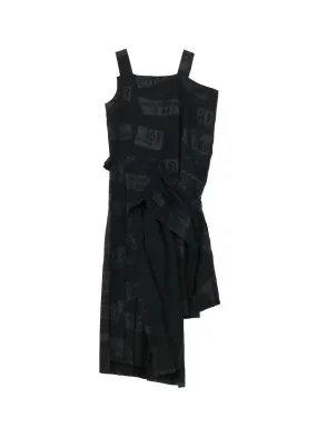 PRINTED SERGE DRESS WITH PLEATED SKIRT