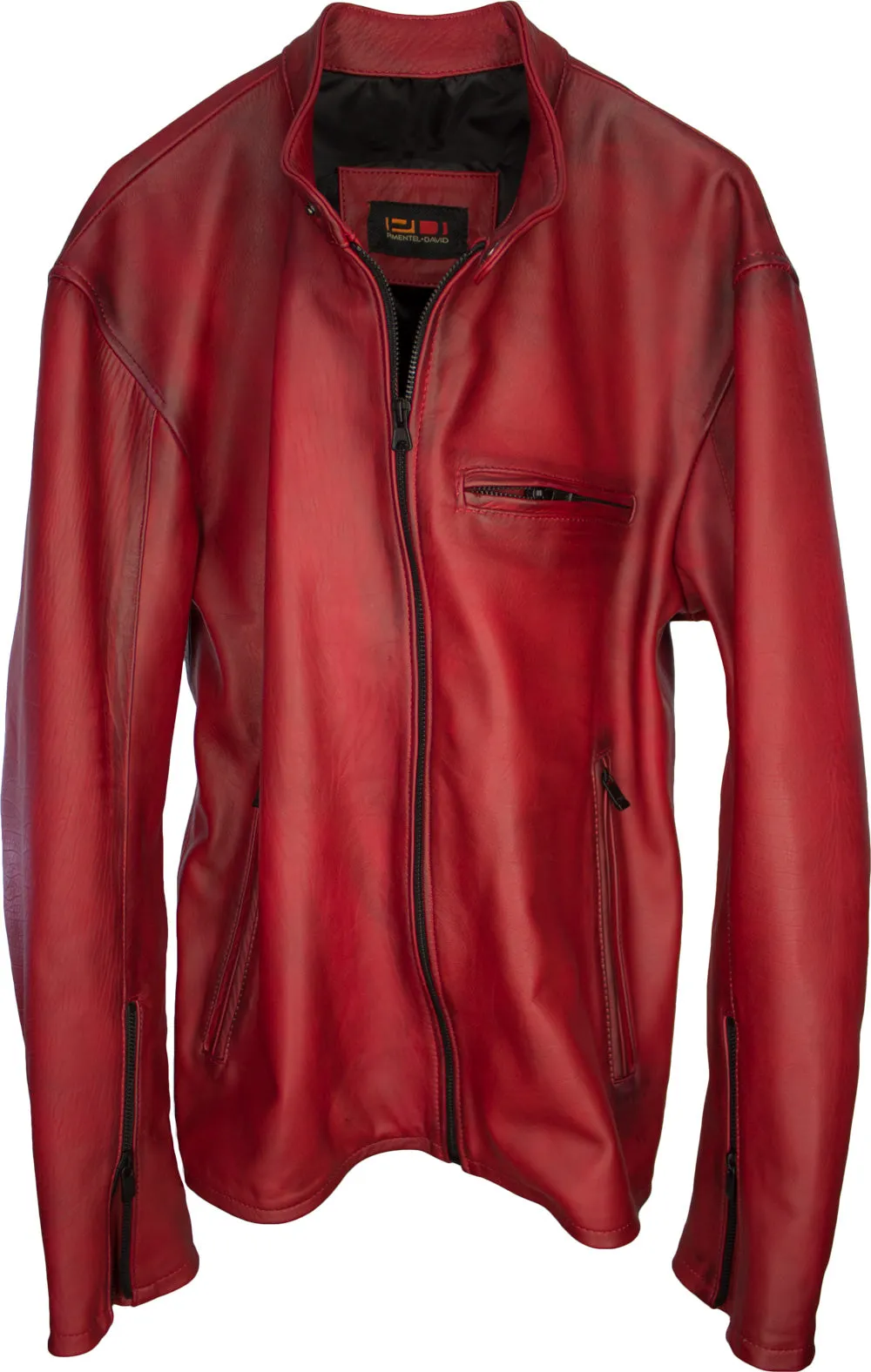 R79 HB Leather Jacket Luxury Cafe Racer Red Vintage Fit Hand Burnished