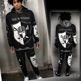 ^RAIDERS^ ~ONE NATION~ JOGGER SWEATSUITS (HOODED) (FLEECY SOFT LINED)