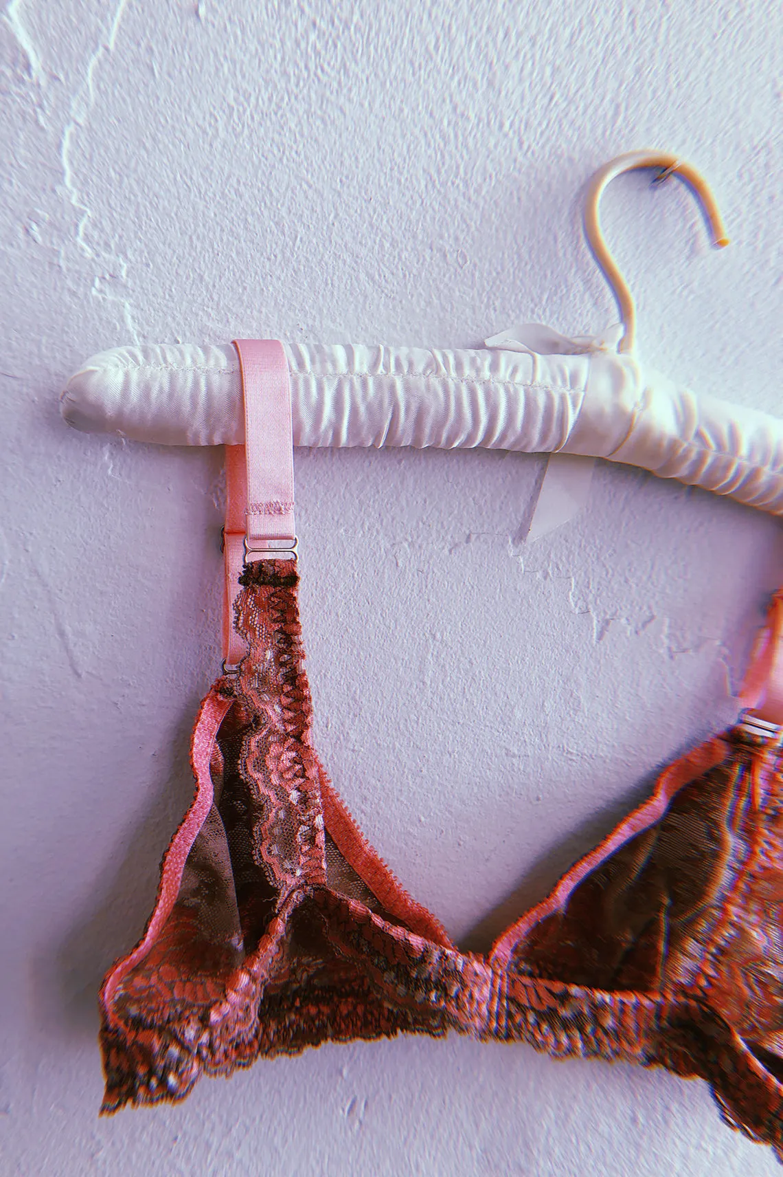 READY TO SHIP / Polaris Bralette in Pink and Brown Cross-Dye Lace (1M)