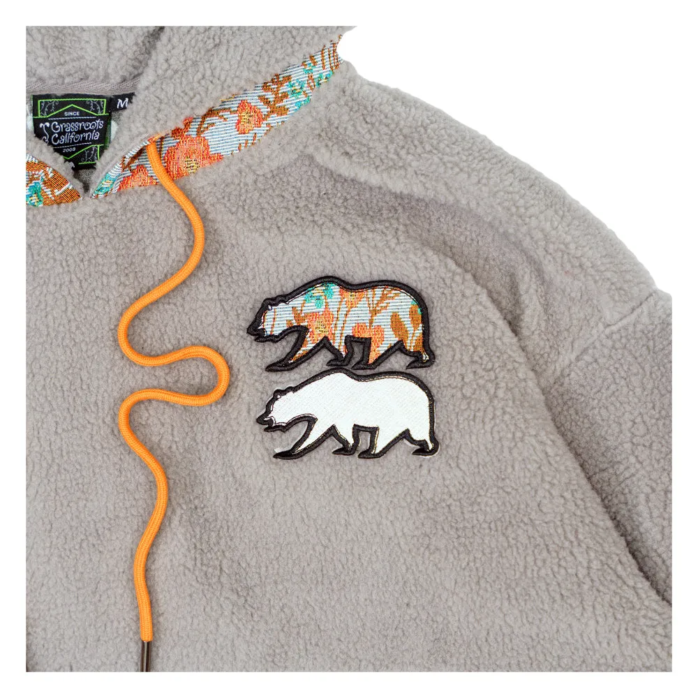 Removable Bear Floral Sherpa Tall Pullover Hoodie