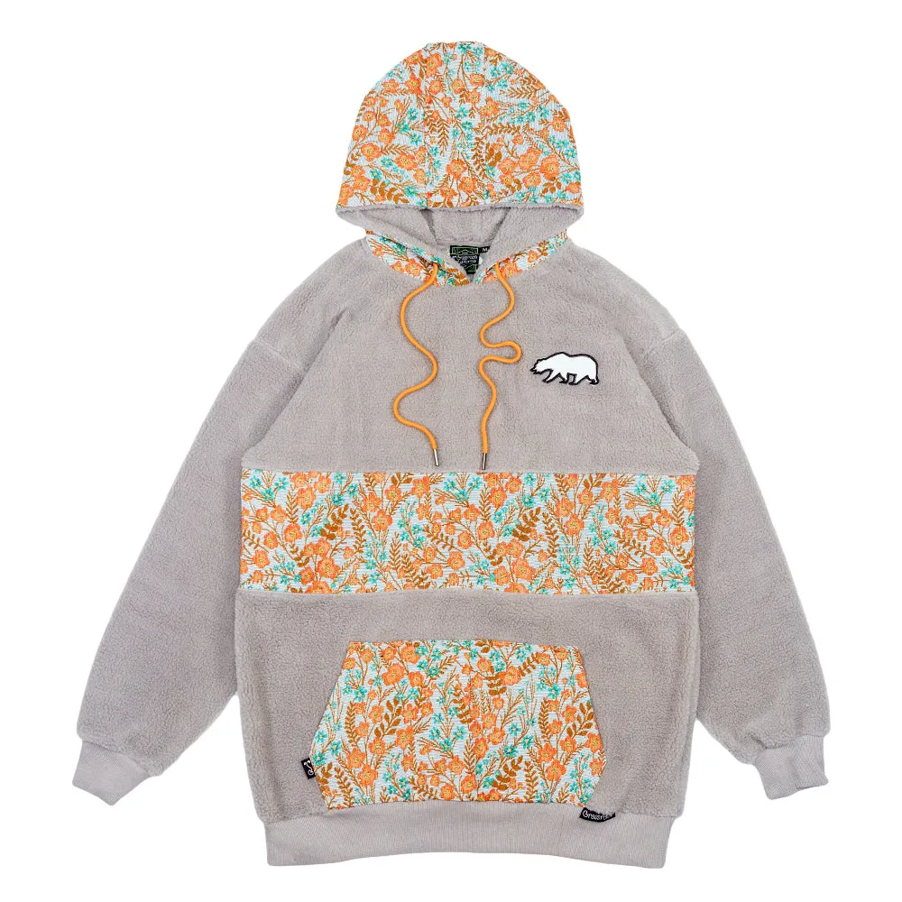 Removable Bear Floral Sherpa Tall Pullover Hoodie